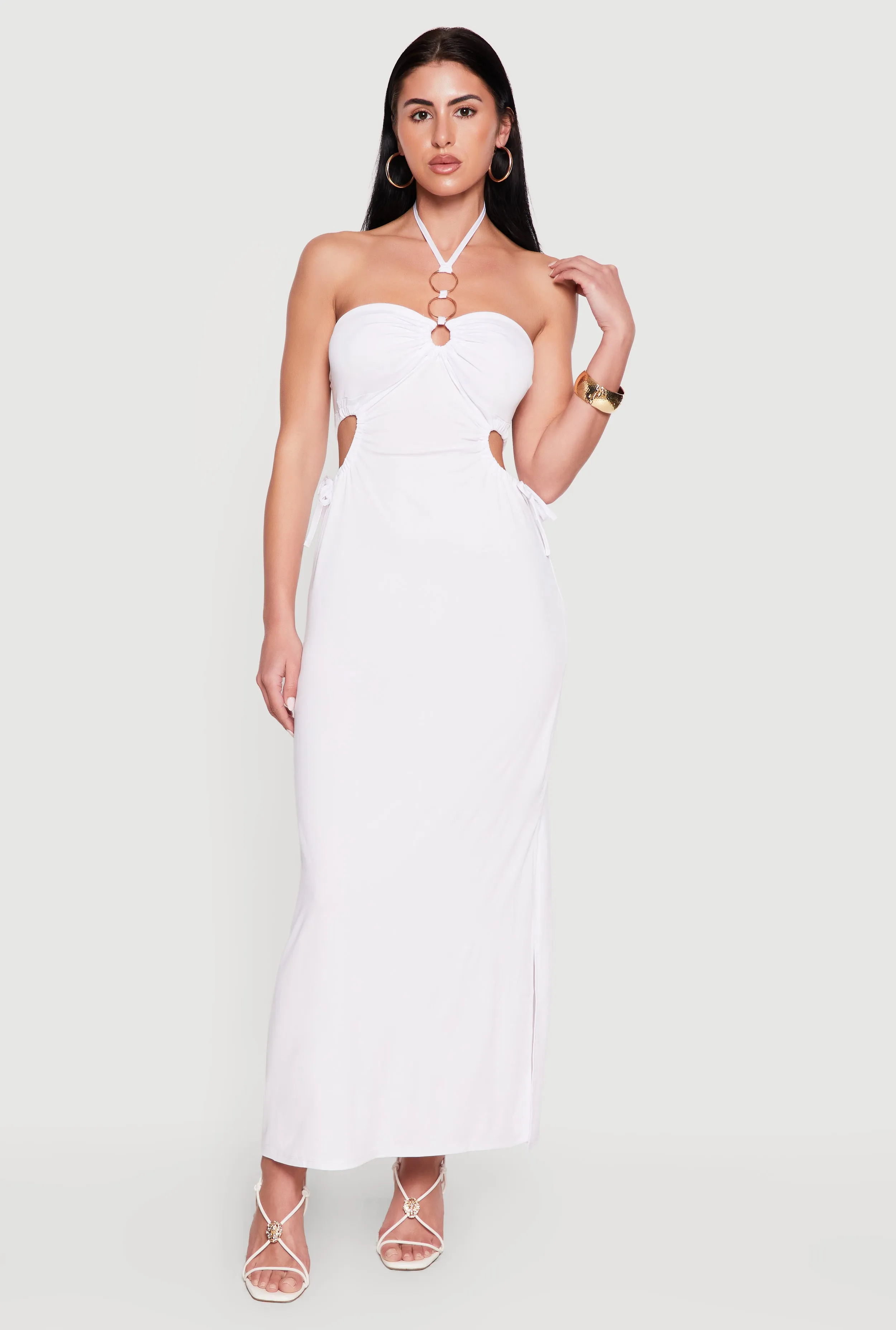 Cutout Detail O Ring Halter Maxi Dress sold by Rainbow