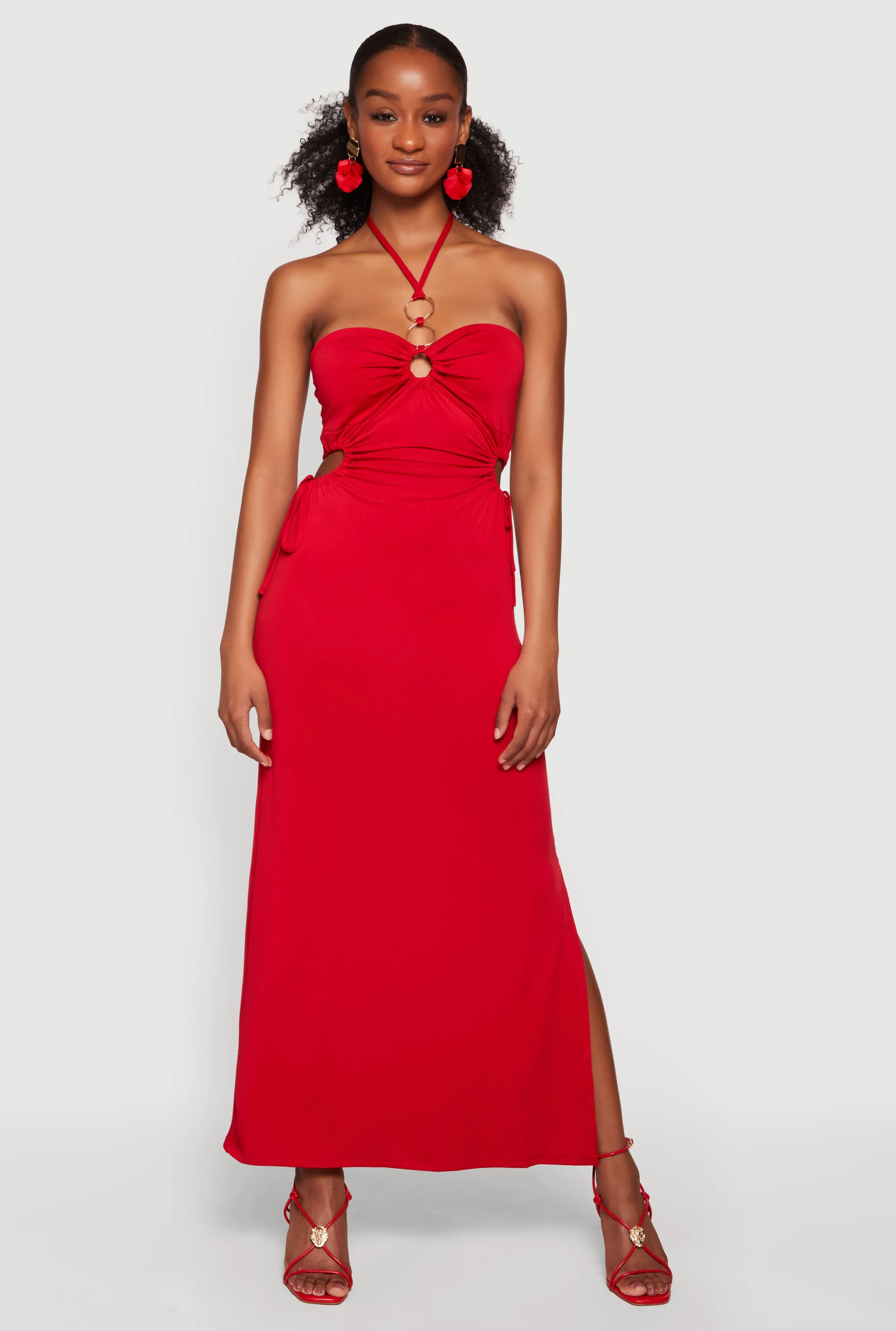 Cutout Detail O Ring Halter Maxi Dress sold by Rainbow product image thumbnail 5