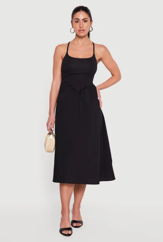 Almost Famous Criss Cross Back Sleeveless Midi Dress made by Almost Famous