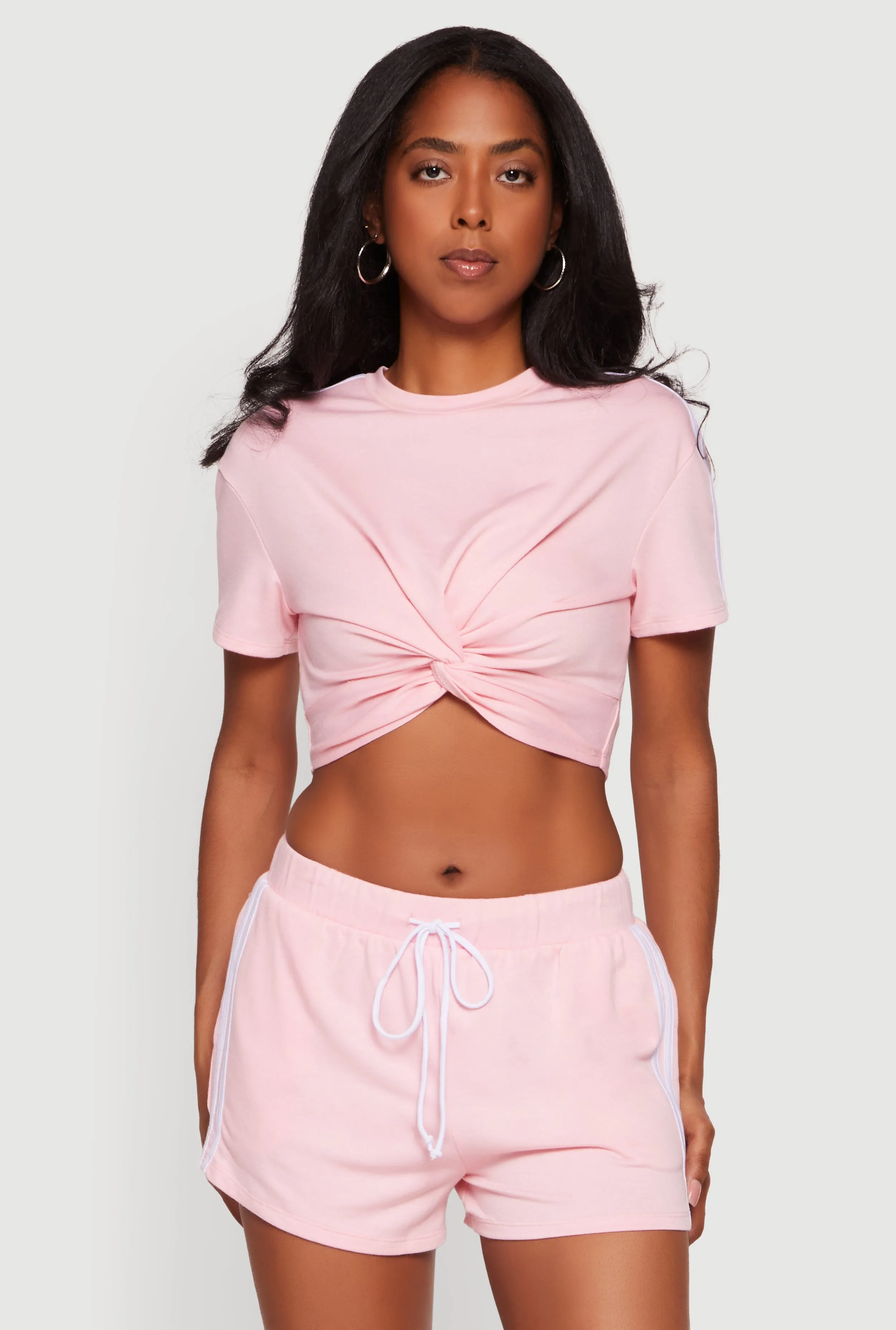 Twist Front Varsity Striped Crop Top sold by Rainbow product image thumbnail 3