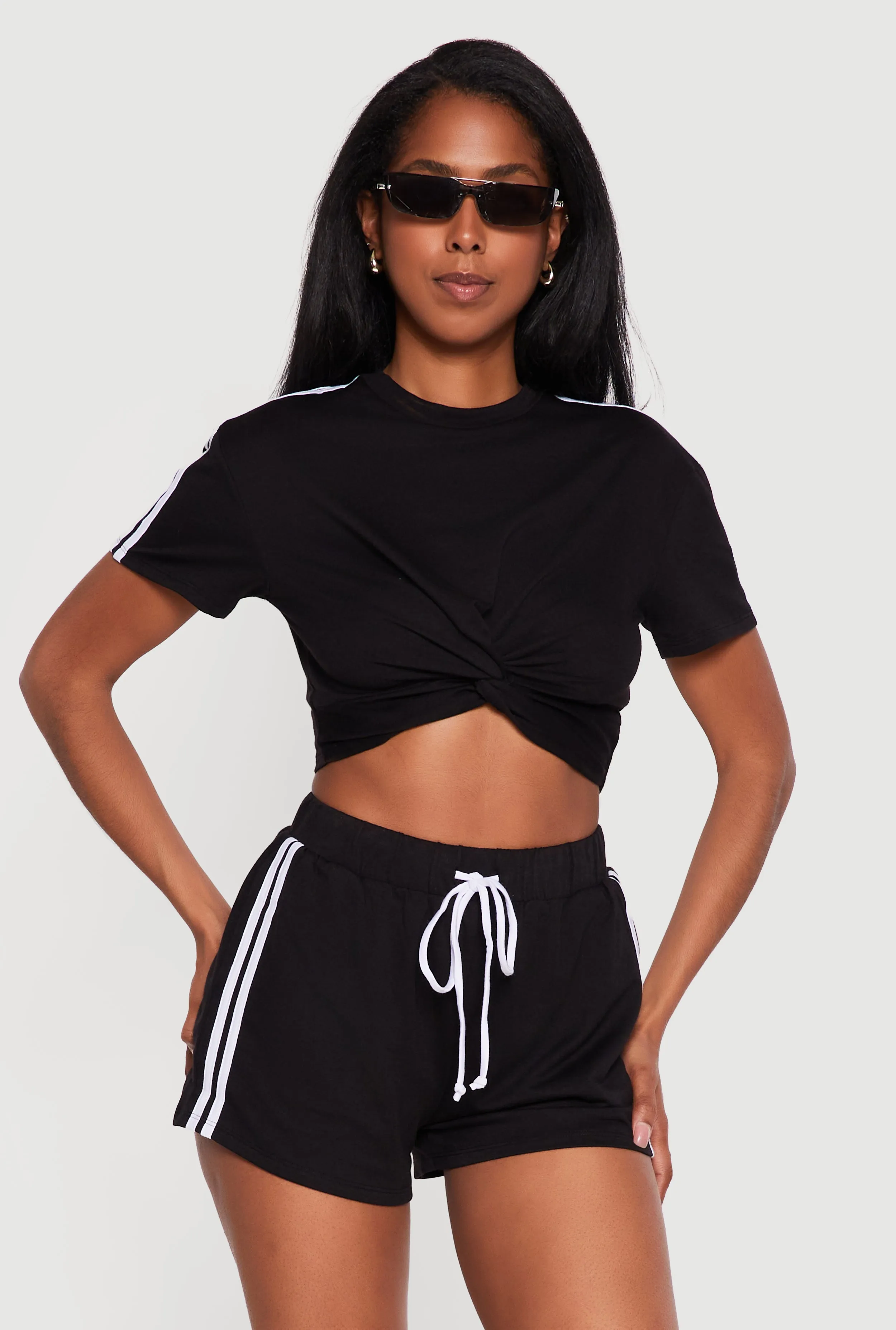 Twist Front Varsity Striped Crop Top sold by Rainbow product image thumbnail 2