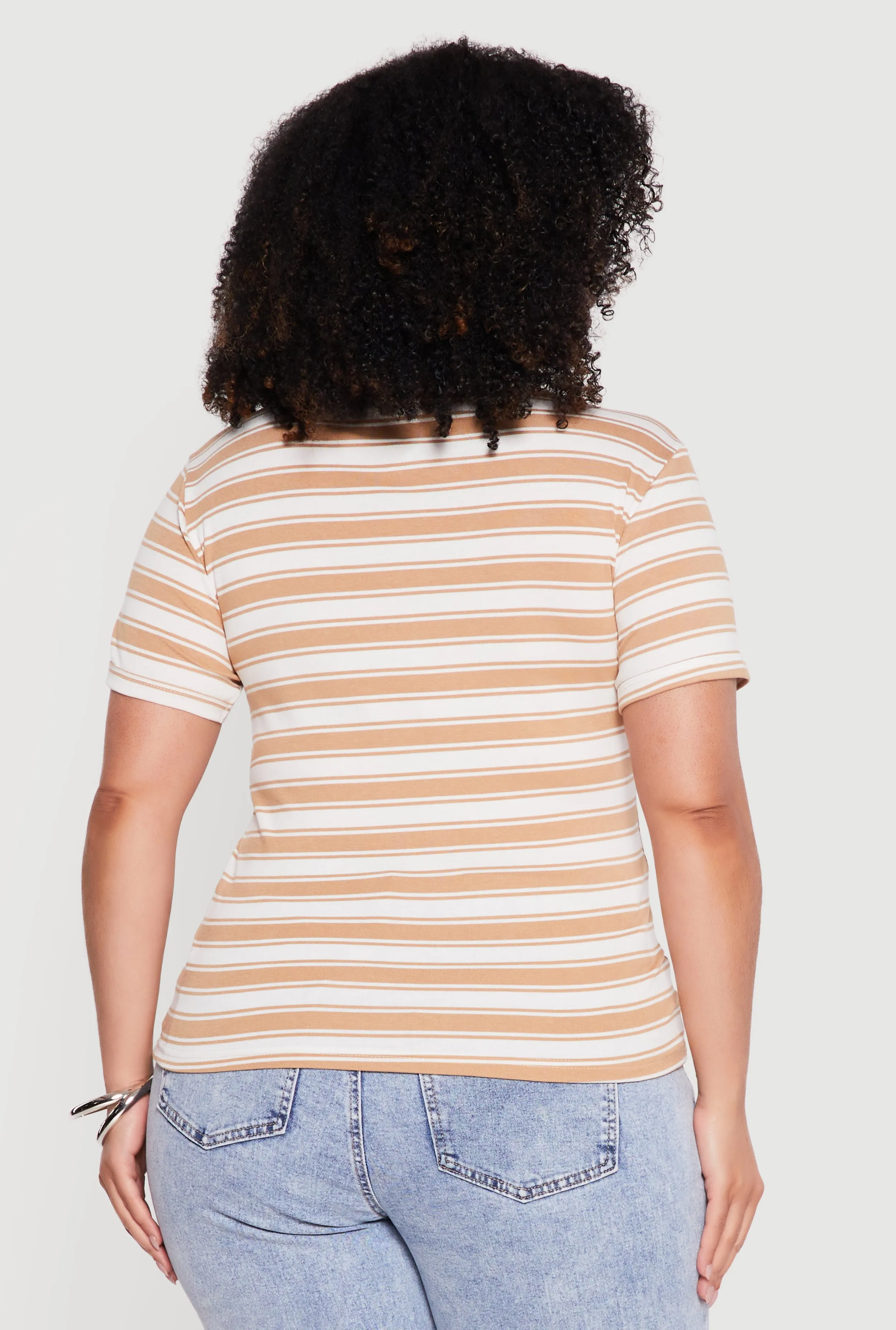 Plus Size Striped Short Sleeve Tee sold by Rainbow product image thumbnail 5