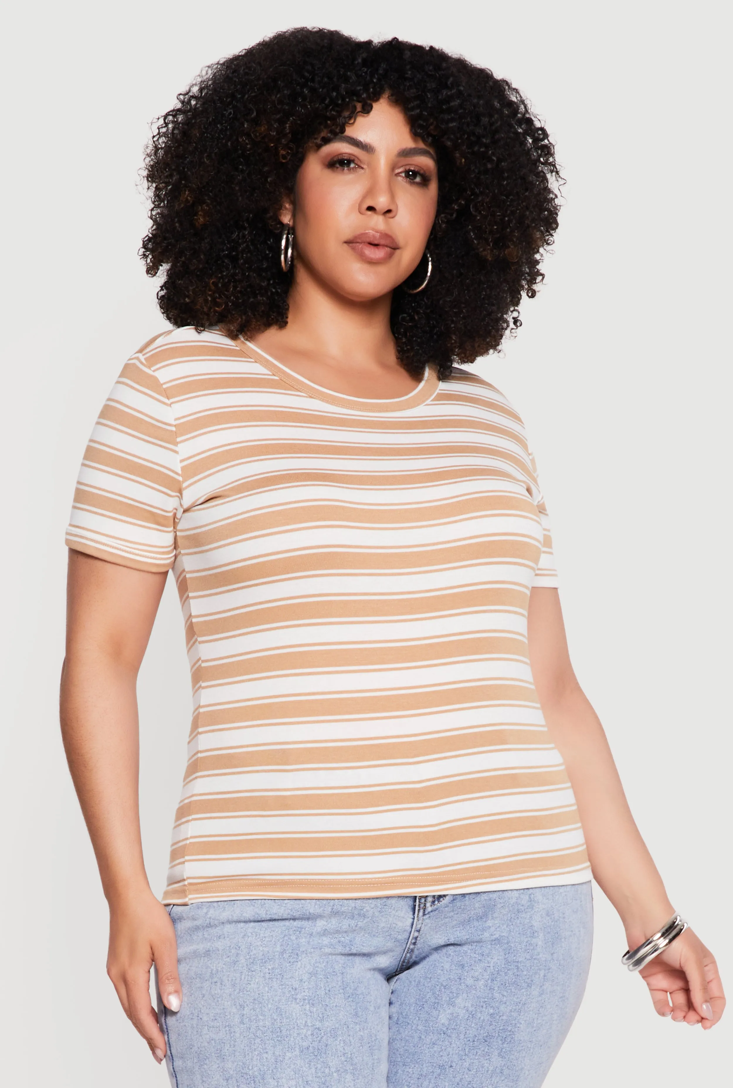 Plus Size Striped Short Sleeve Tee sold by Rainbow product image thumbnail 2