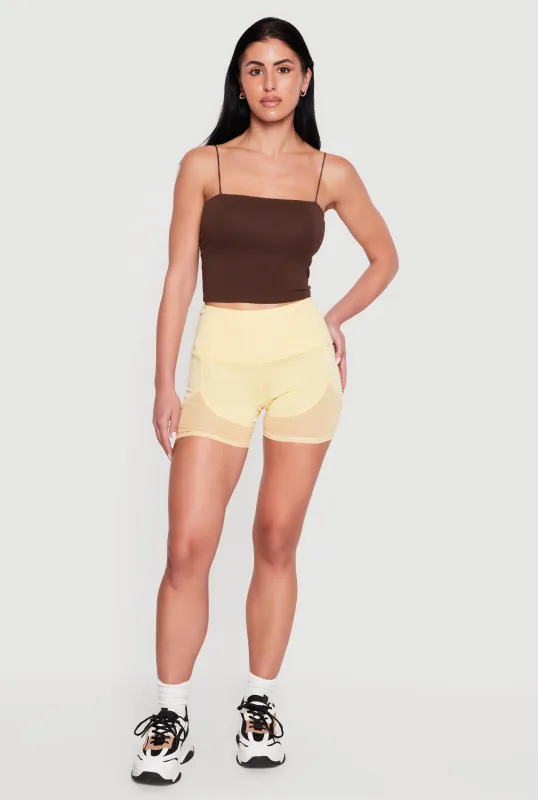 Drop Waist Mesh Detail Biker Shorts made by Rainbow
