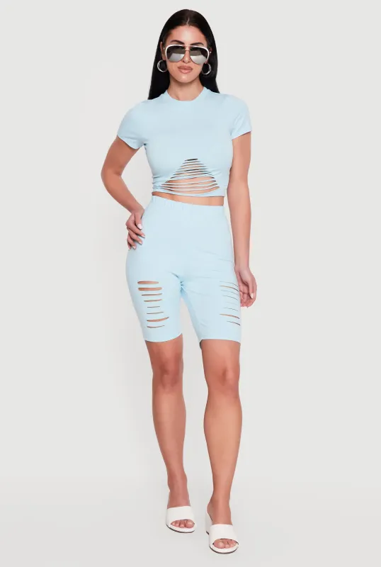 Laser Cut High Waisted Biker Shorts made by Rainbow