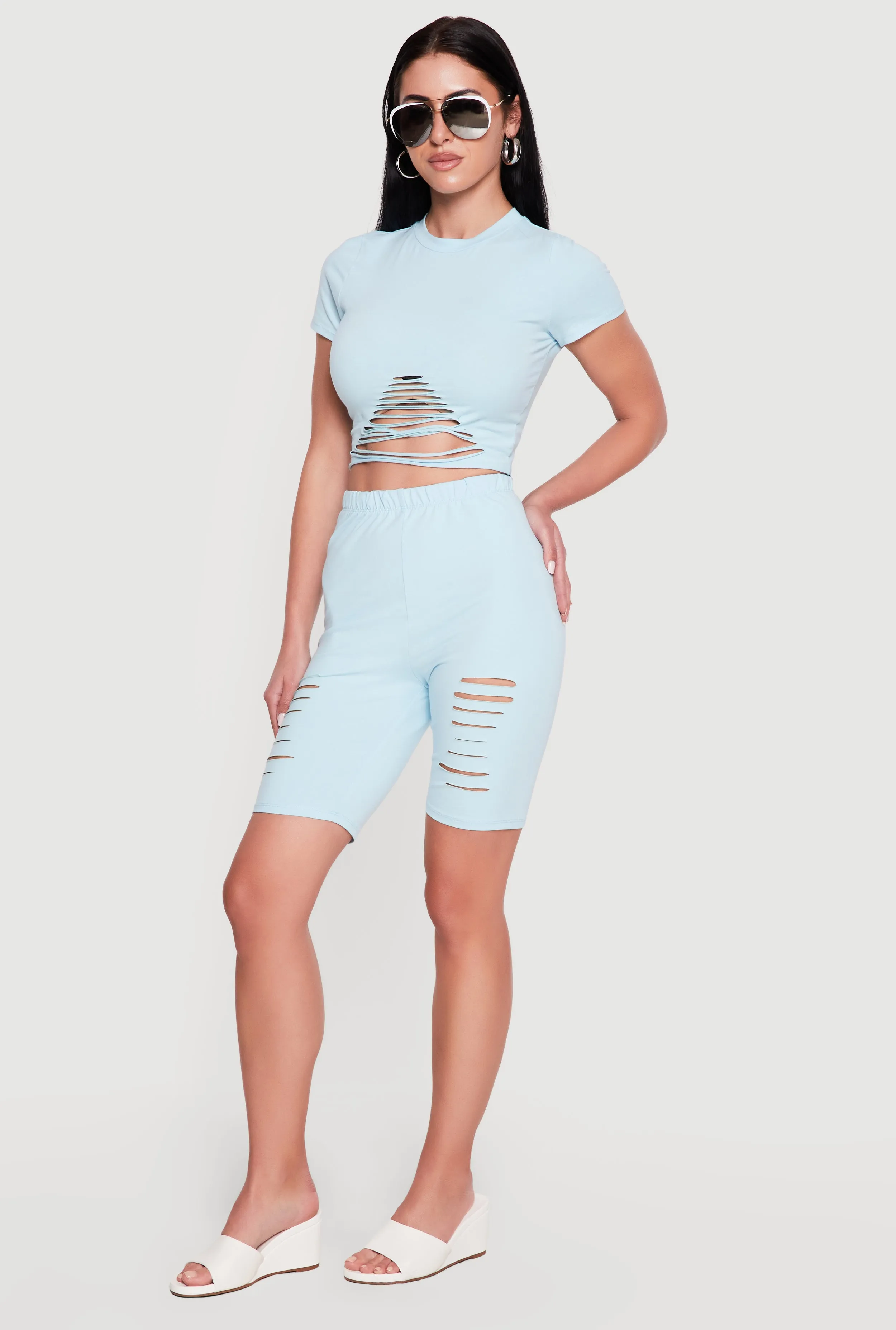 Laser Cut High Waisted Biker Shorts sold by Rainbow product image thumbnail 2
