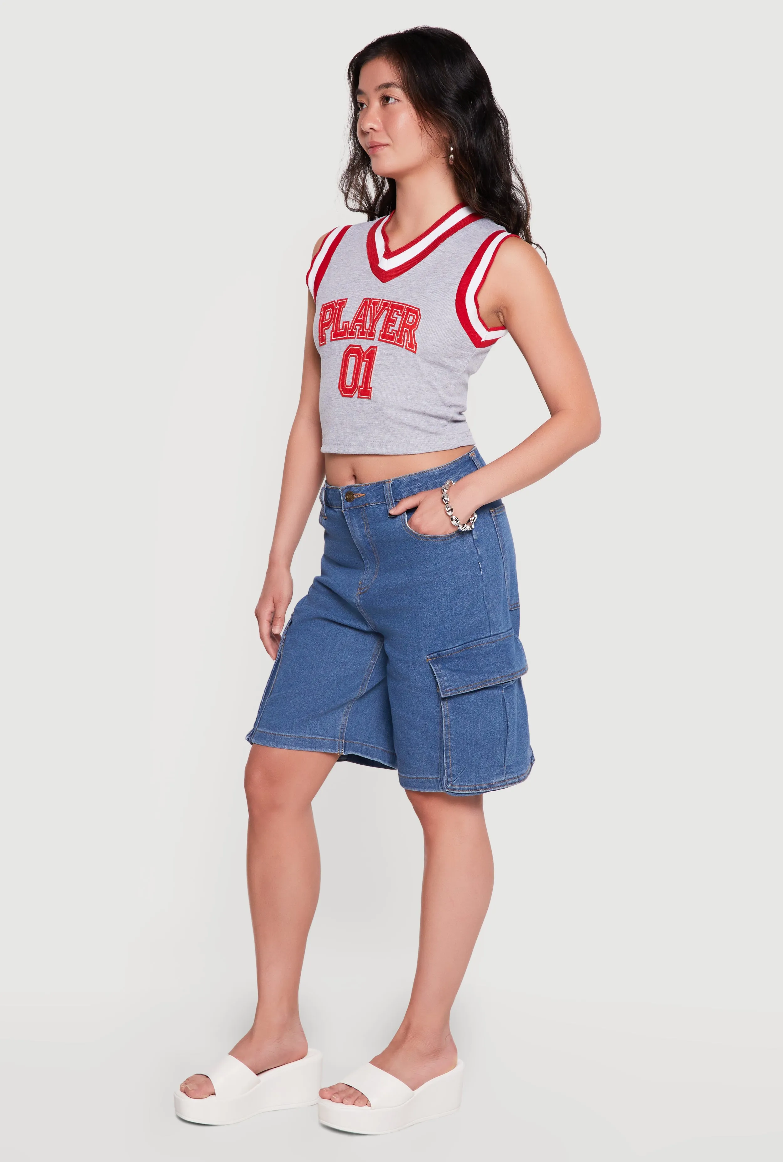 Denim Cargo Pocket Bermuda Shorts sold by Rainbow product image thumbnail 2