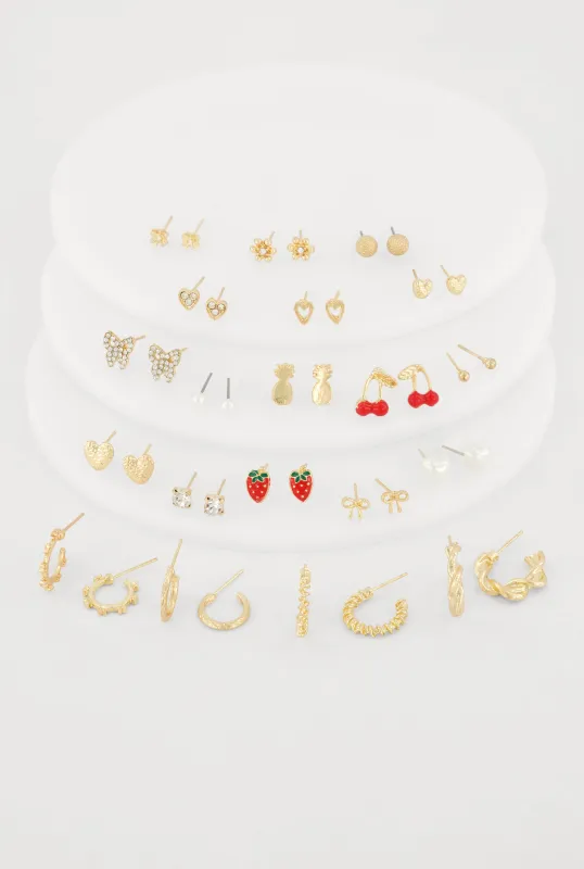 Multi Shape Assorted Earrings Set of 20 made by Rainbow