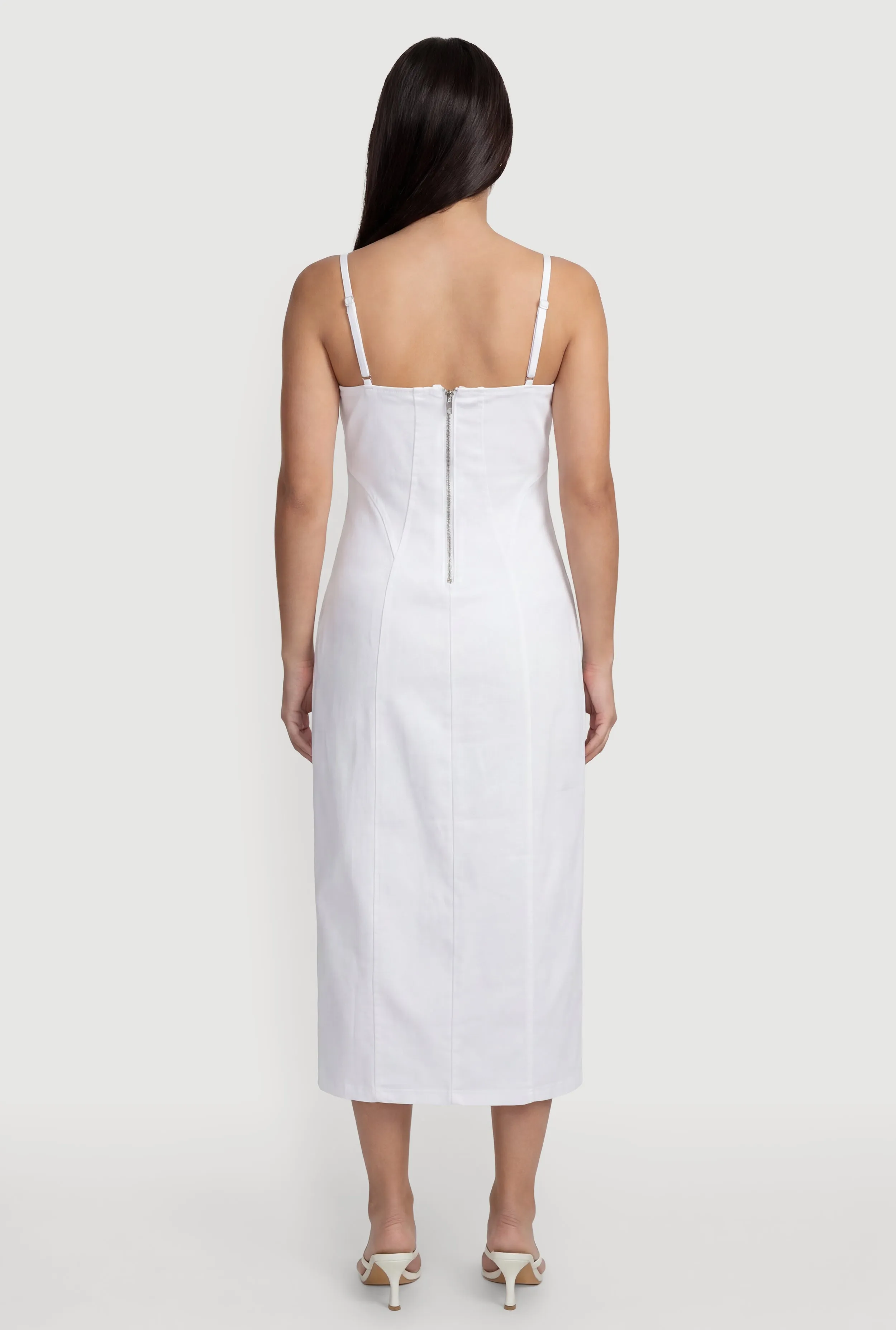Sleeveless Zip Back Denim Dress with Side Slit sold by Rainbow product image thumbnail 3