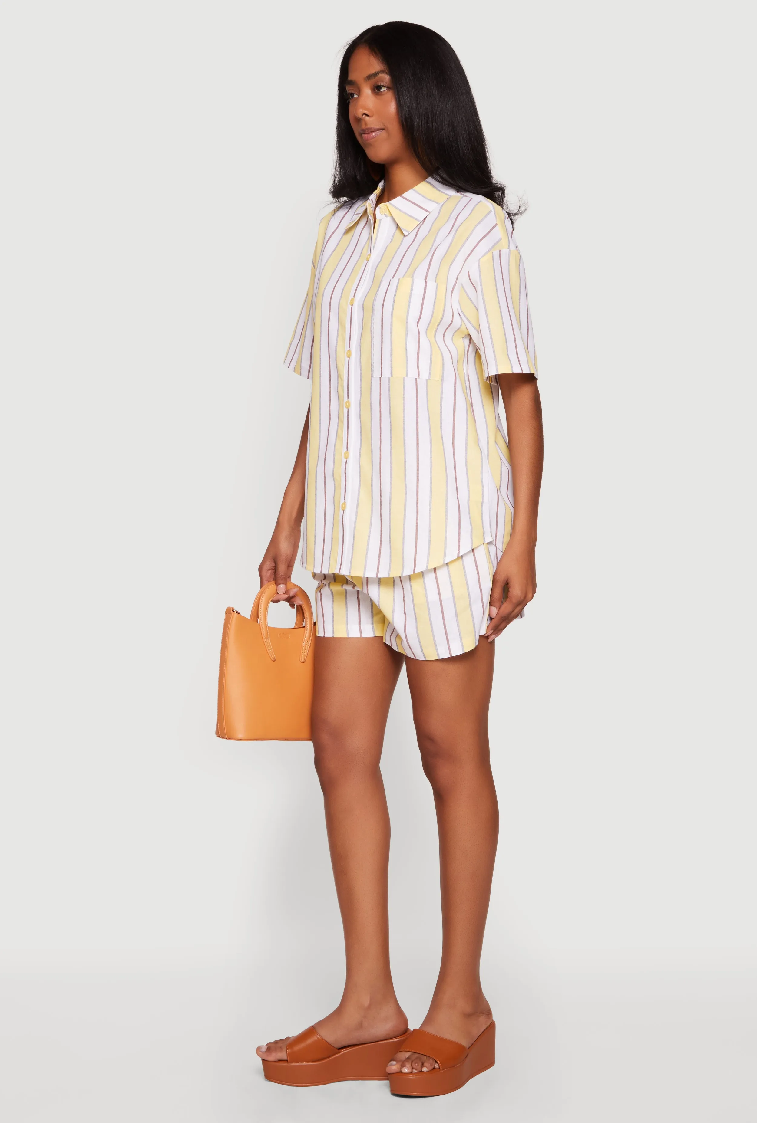 High Waisted Striped Casual Shorts sold by Rainbow product image thumbnail 2