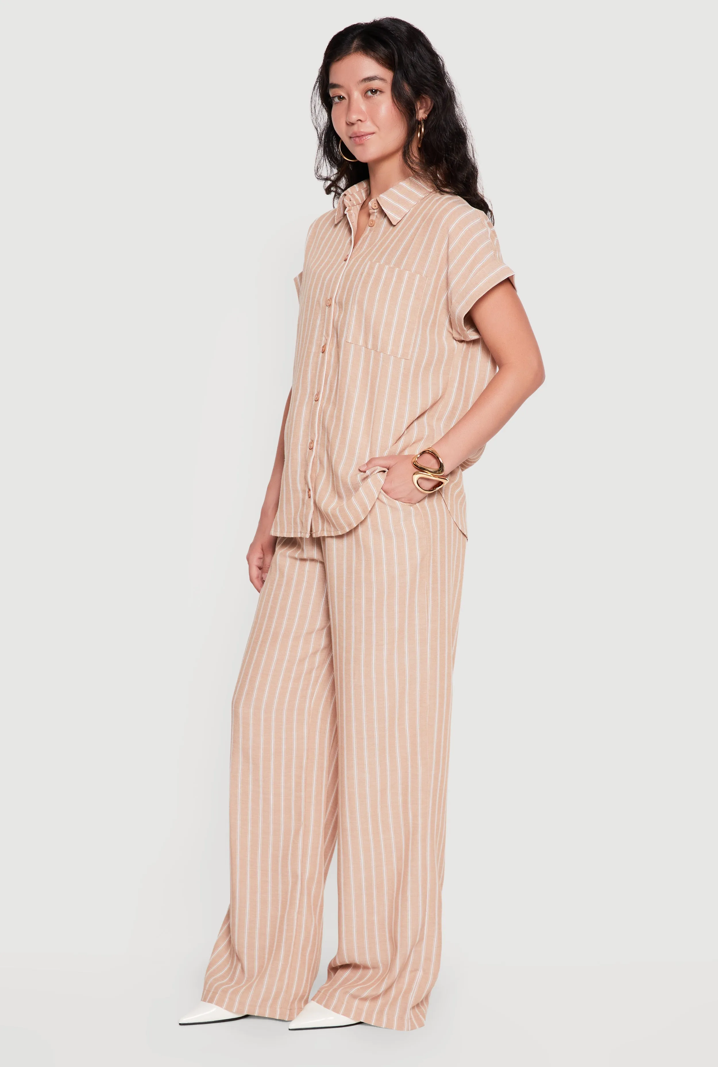 Pinstripe High Waisted Wide Leg Pants sold by Rainbow product image thumbnail 2