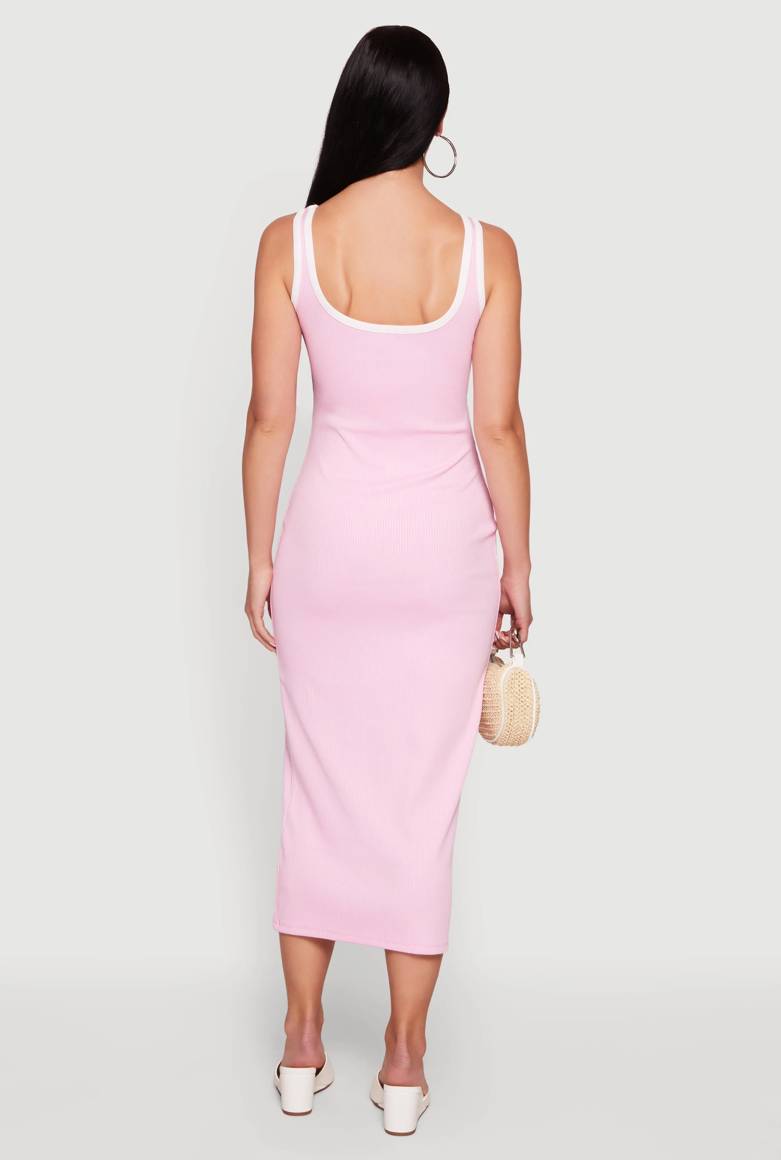 Contrast Trim Keyhole Detail Midi Dress sold by Rainbow product image thumbnail 3