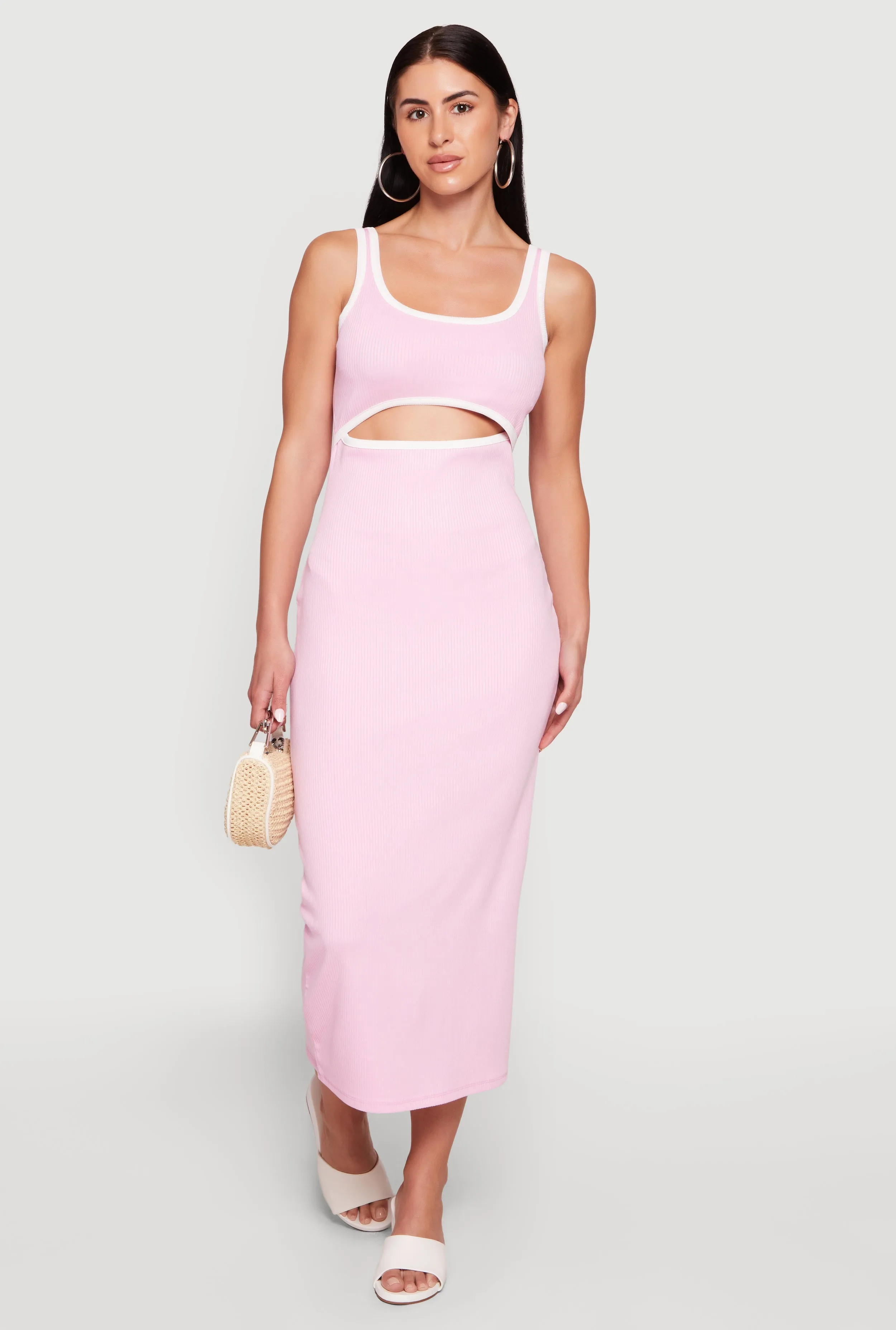 Contrast Trim Keyhole Detail Midi Dress sold by Rainbow