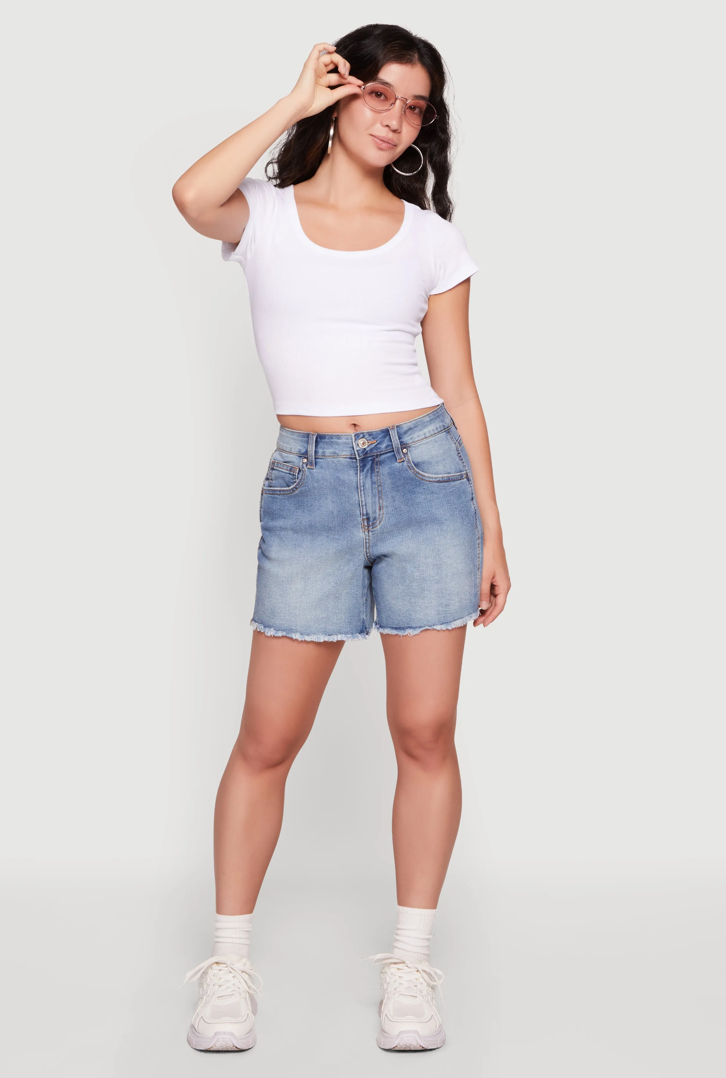Frayed Hem Denim Shorts sold by Rainbow product image thumbnail 3