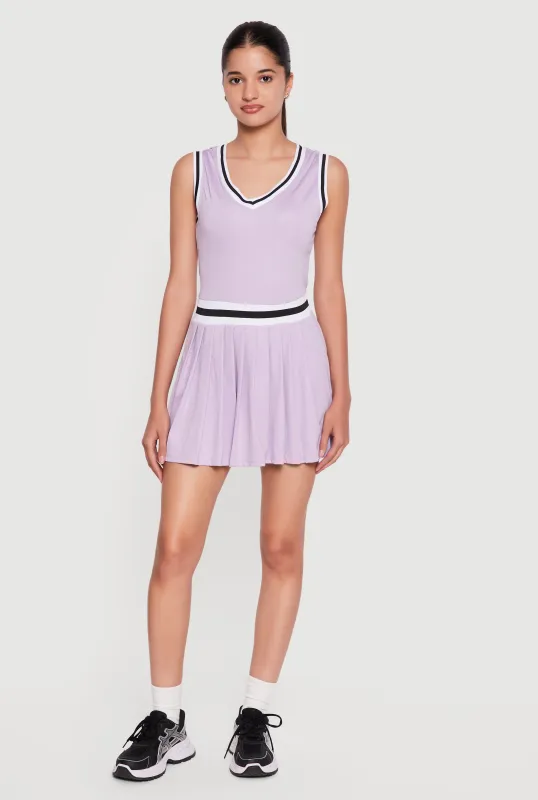 Contrast Trim Tennis Dress with Shorts Lining made by Rainbow