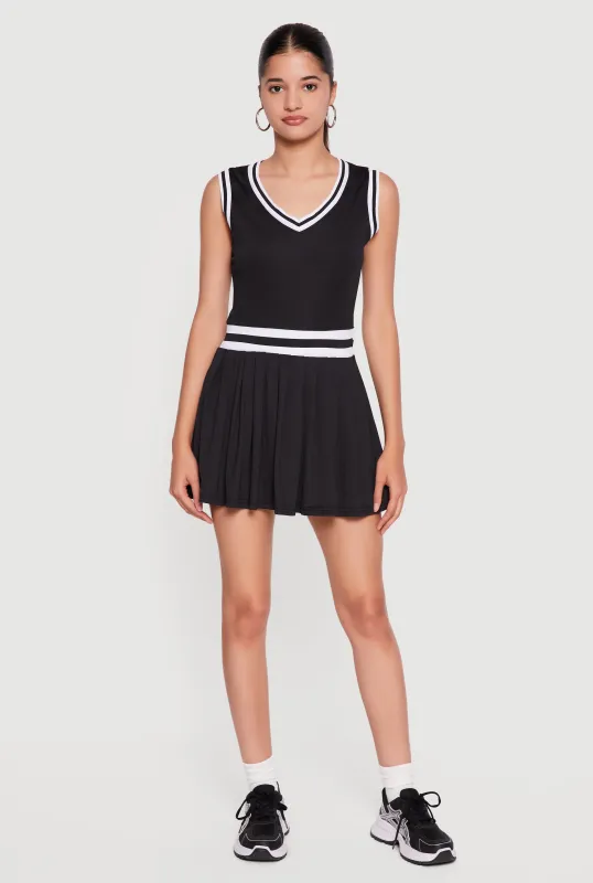 Contrast Trim Tennis Dress with Shorts Lining made by Rainbow