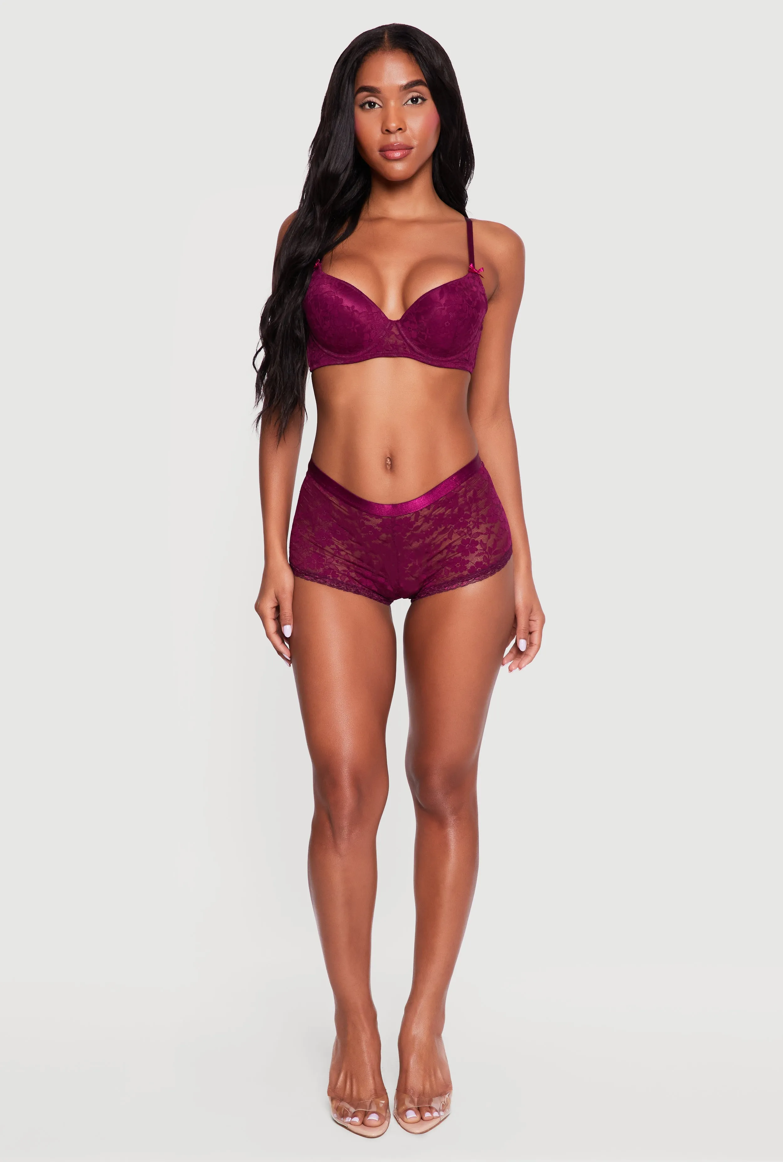 Bow Detail Floral Lace Plunge Bra sold by Rainbow product image thumbnail 2