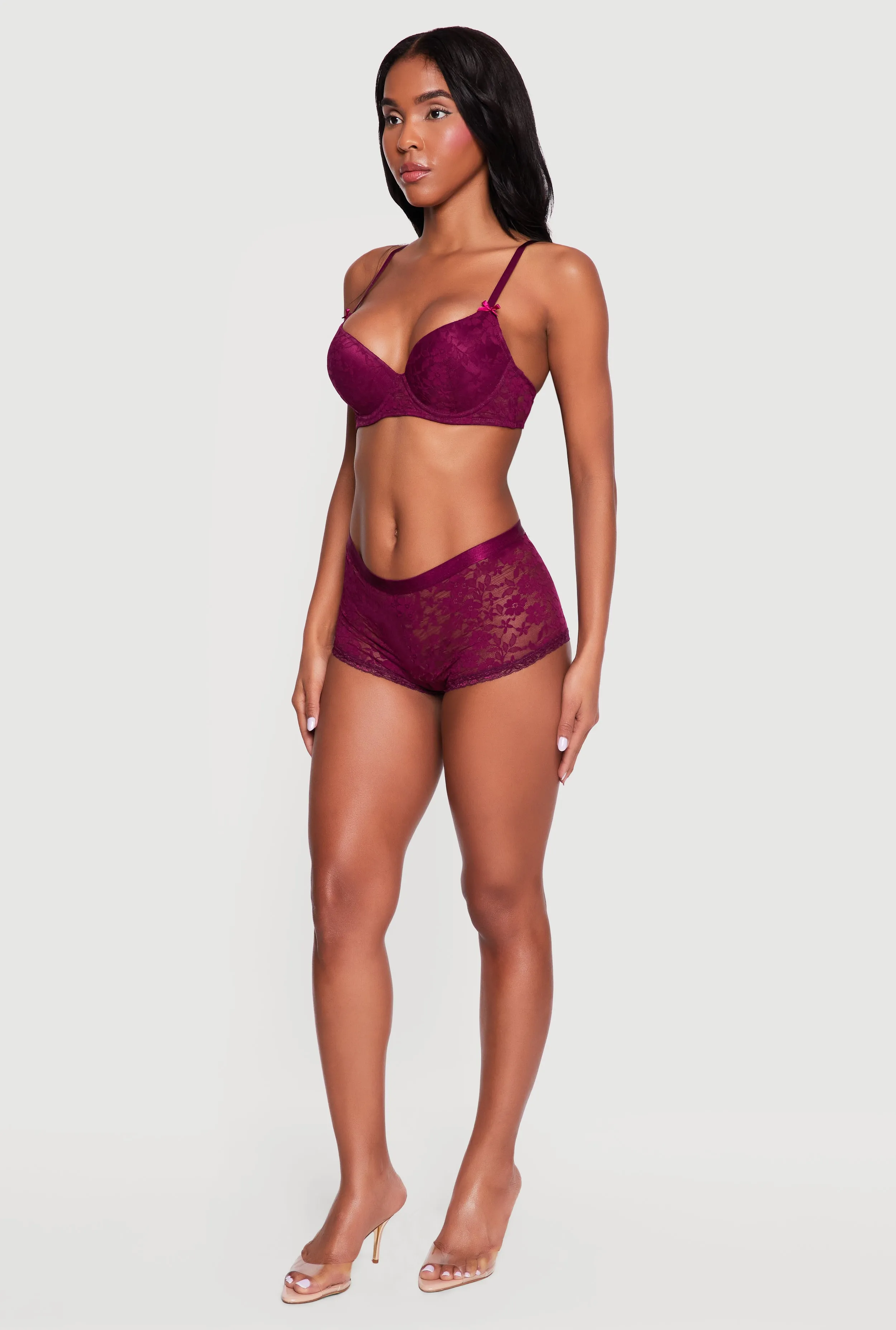 Bow Detail Floral Lace Plunge Bra sold by Rainbow product image thumbnail 3
