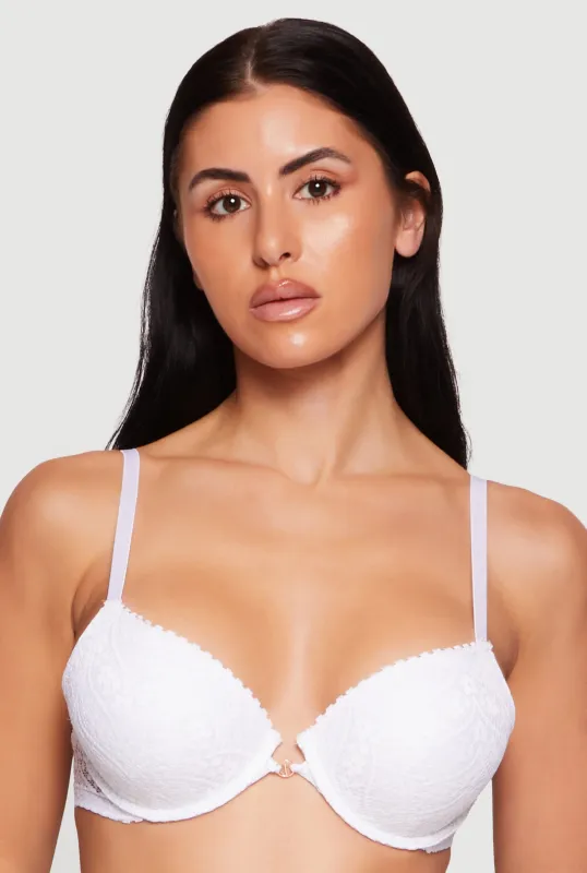 Patterned Lace Push Up Plunge Bra made by Rainbow