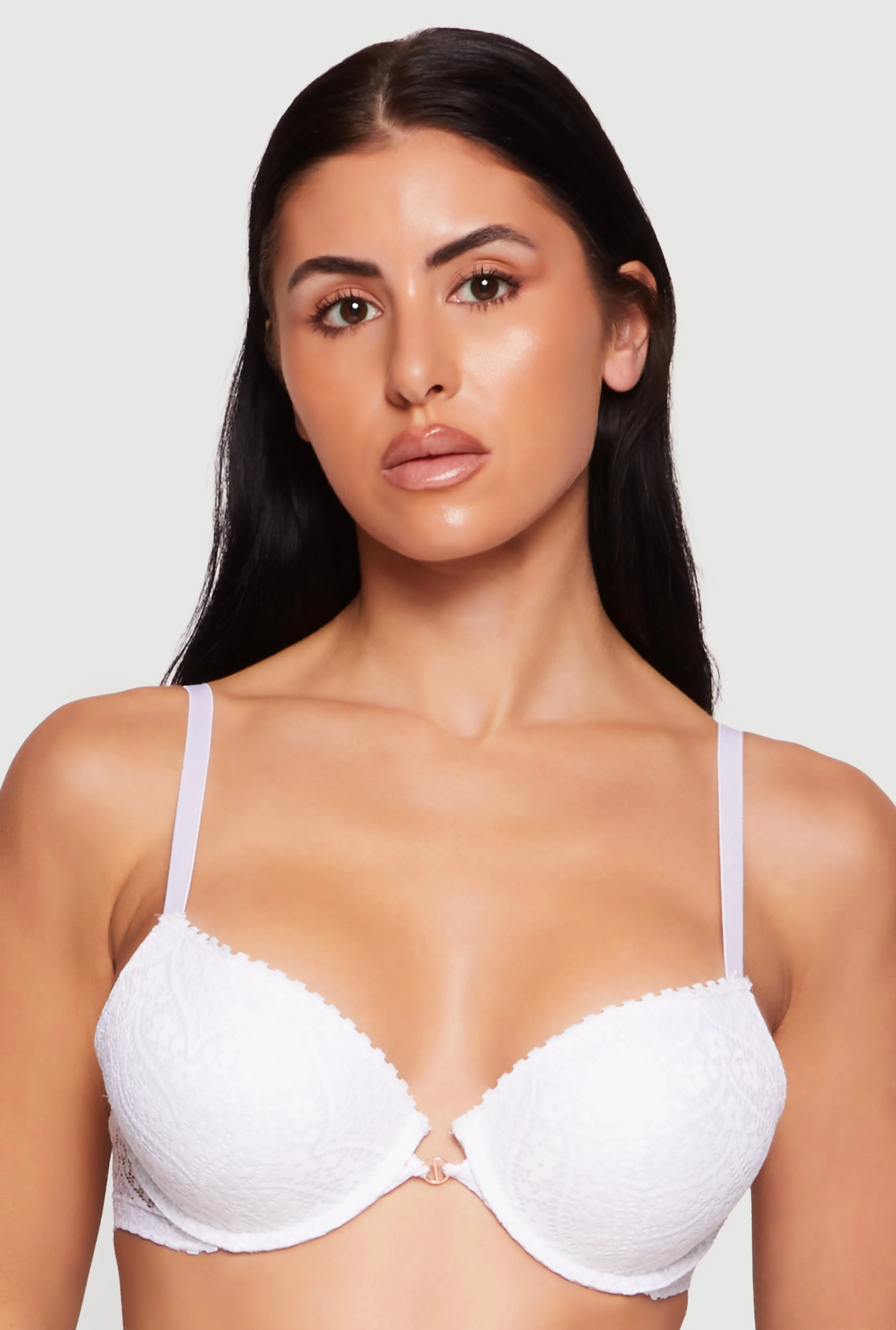 Patterned Lace Push Up Plunge Bra sold by Rainbow