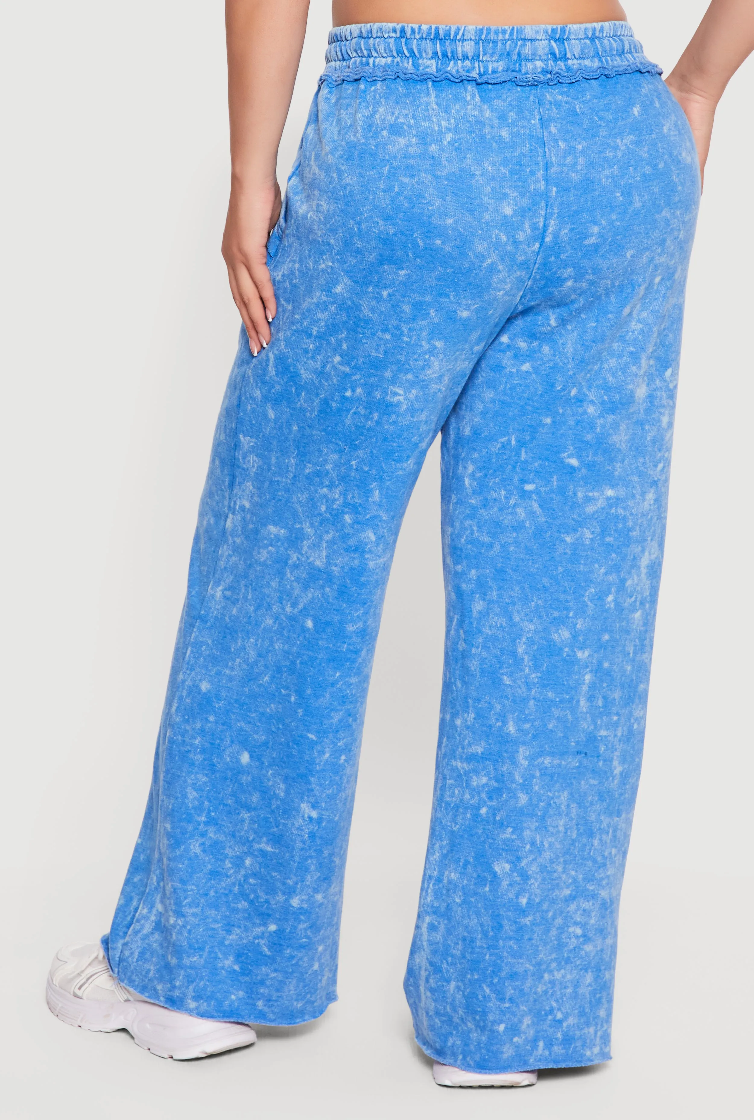 Plus Size Raw Hem High Waisted Wide Leg Sweatpants sold by Rainbow product image thumbnail 5