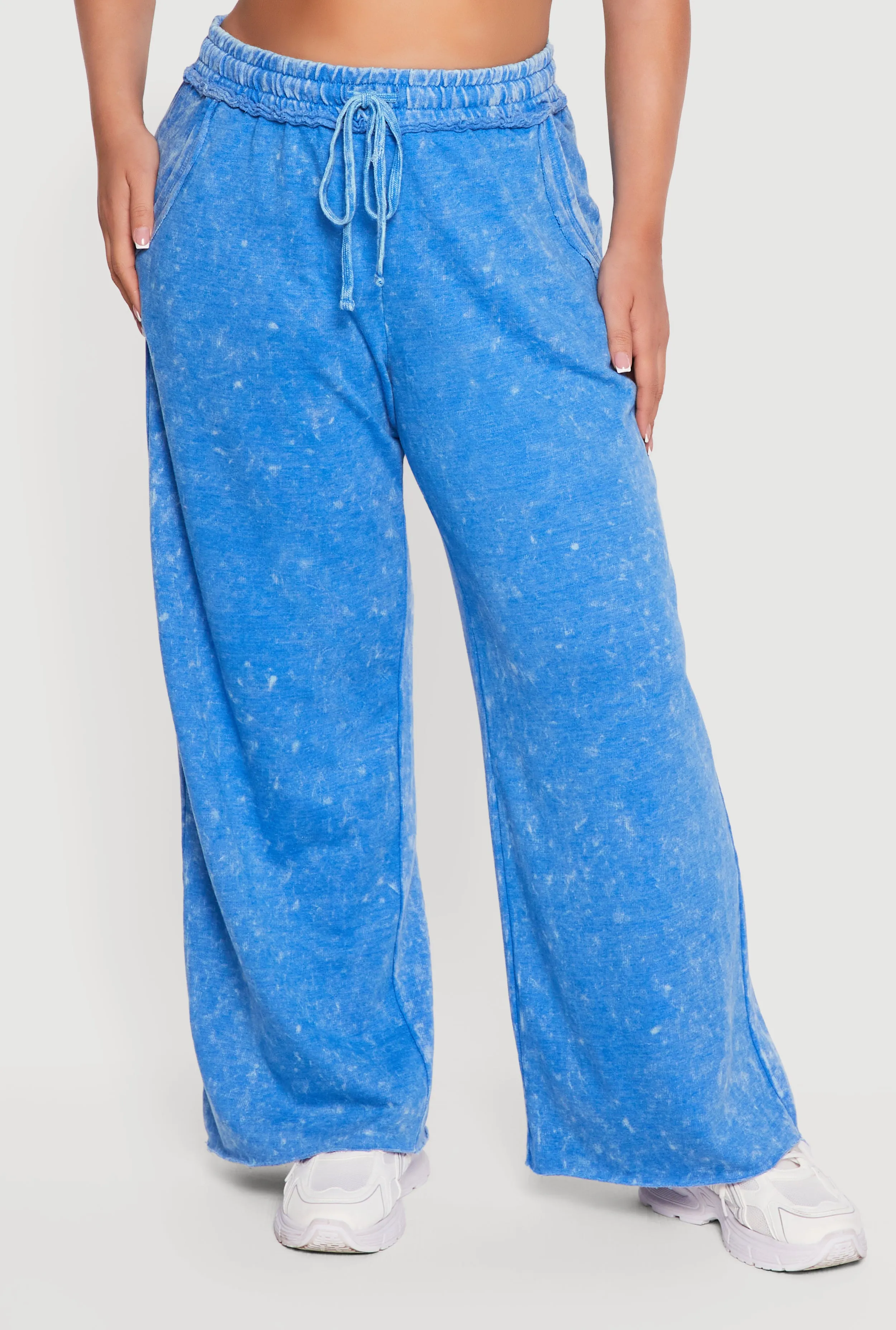 Plus Size Raw Hem High Waisted Wide Leg Sweatpants sold by Rainbow product image thumbnail 3