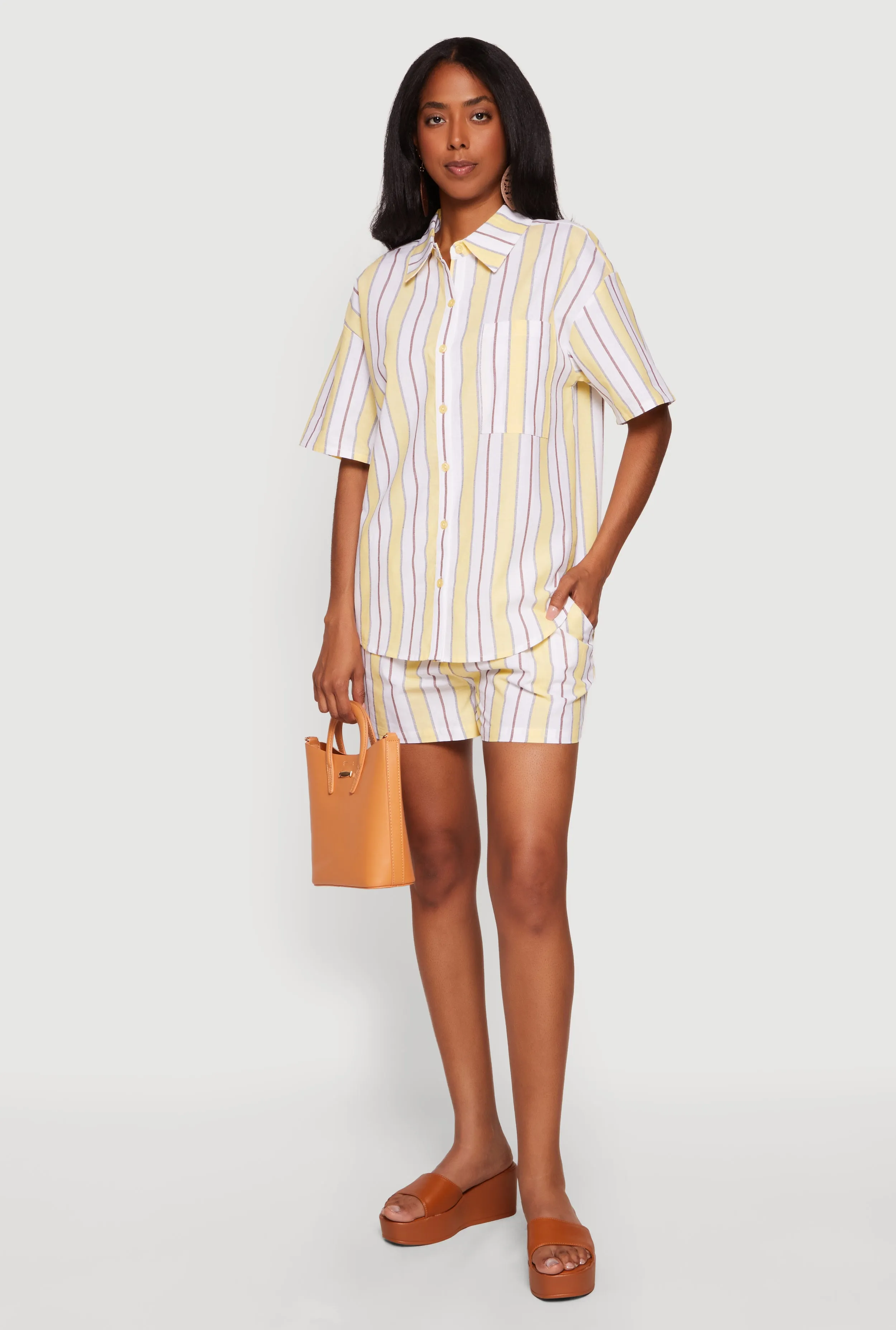 High Waisted Striped Casual Shorts sold by Rainbow product image thumbnail 2