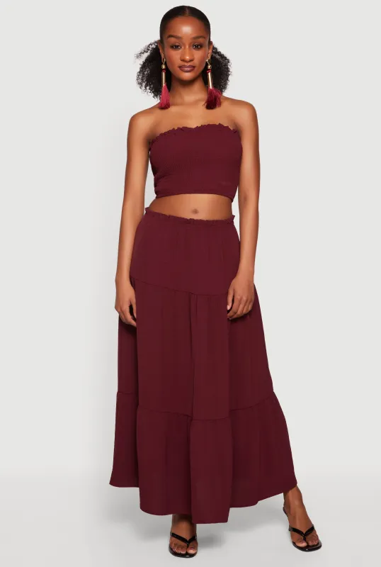 Crepe Knit High Waisted Tiered Skirt made by Rainbow