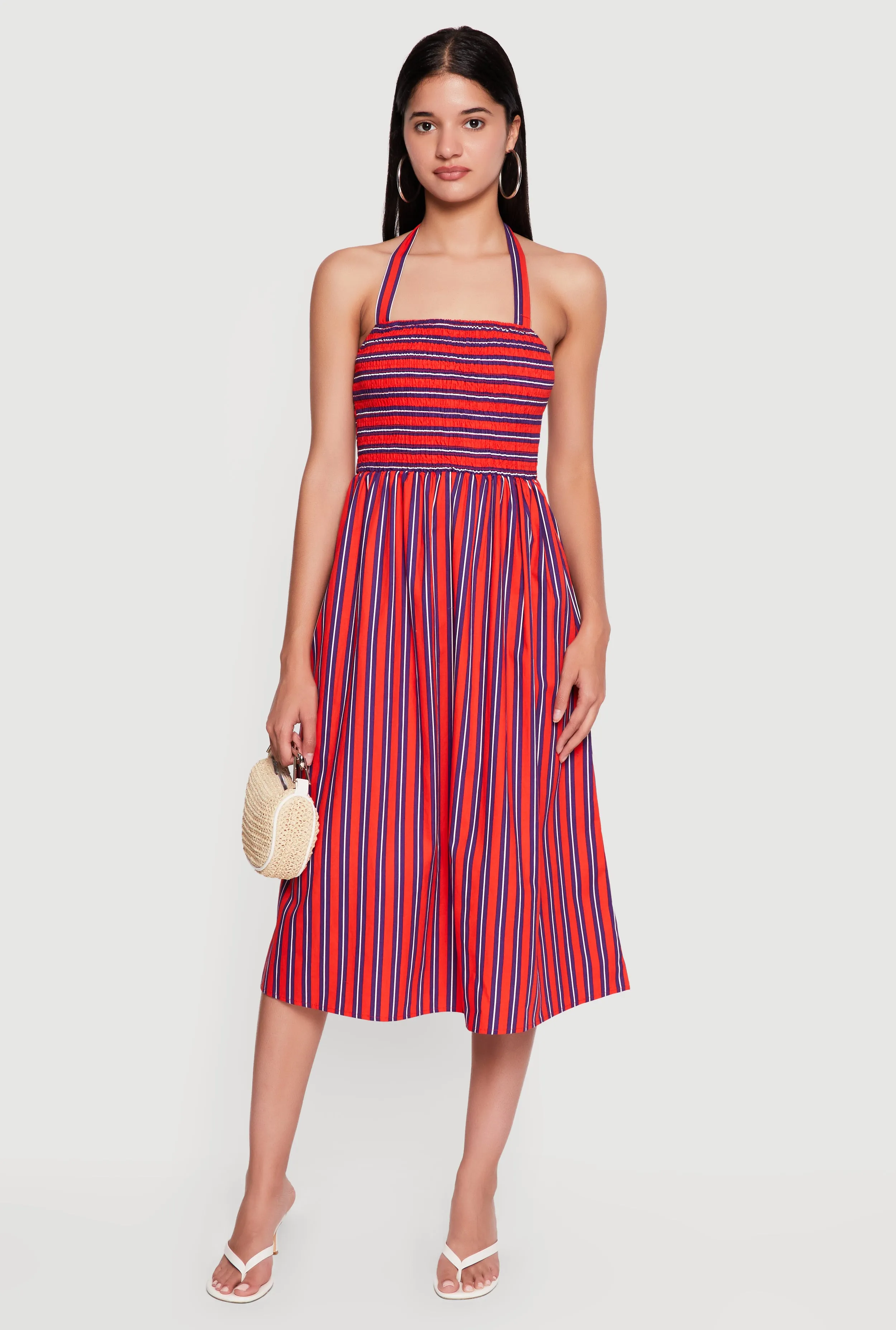 Striped Smocked Halter Midi Dress sold by Rainbow product image thumbnail 2