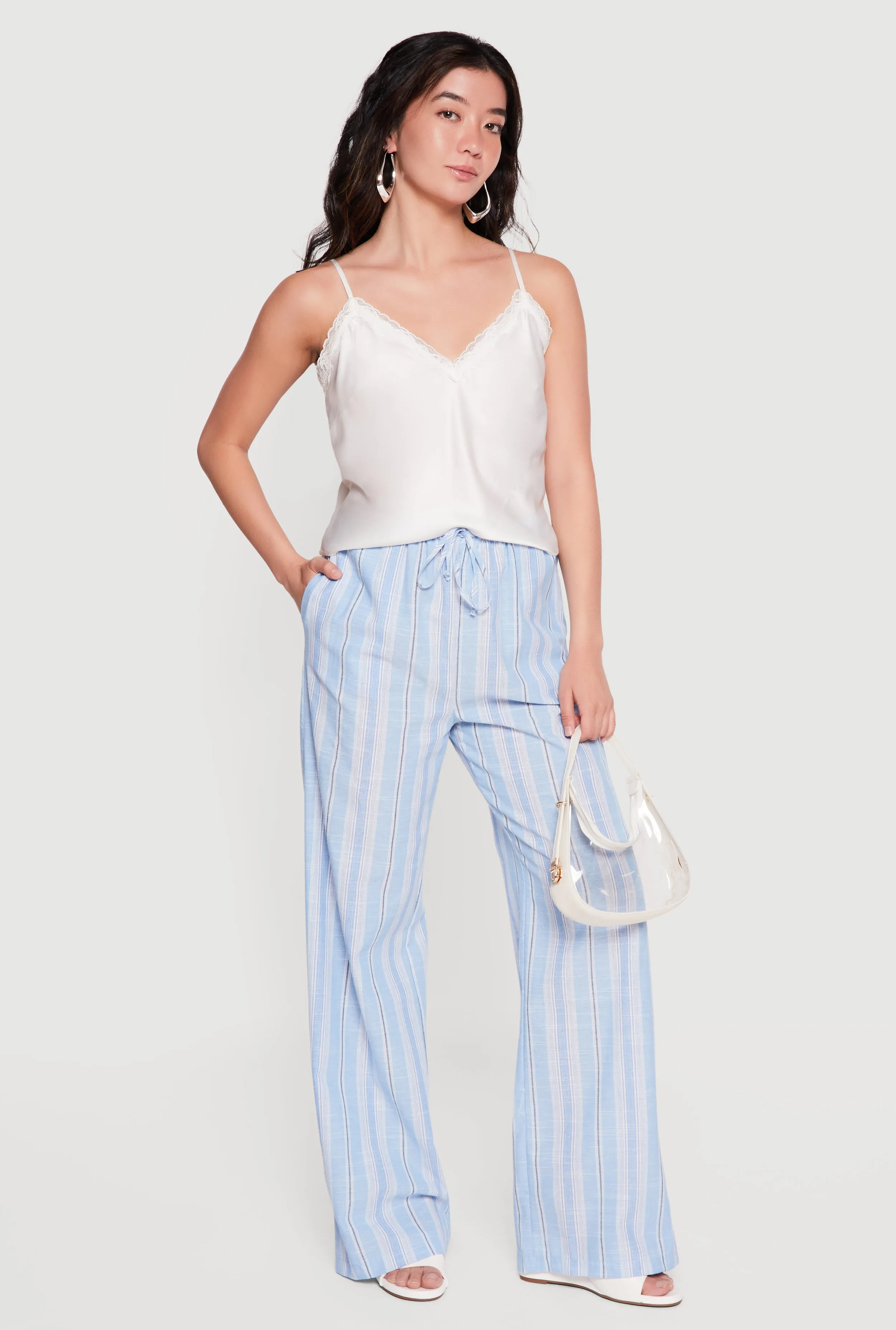 Striped Drawstring Waist Wide Leg Pants sold by Rainbow product image thumbnail 4