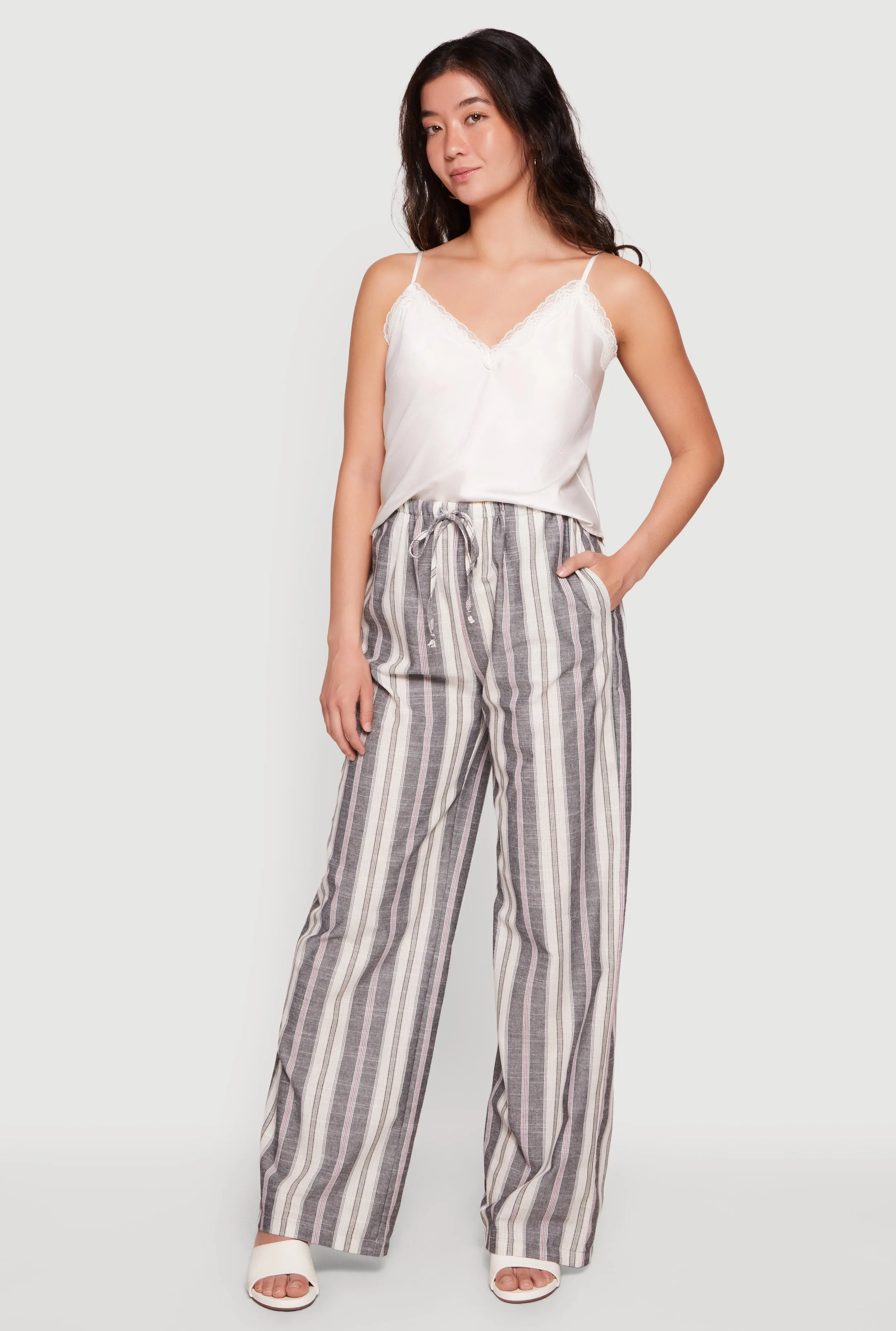 Striped Drawstring Waist Wide Leg Pants sold by Rainbow product image thumbnail 3