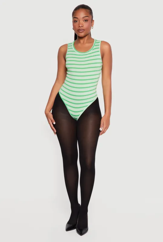 Striped Sleeveless Thong Bodysuit made by Daisy