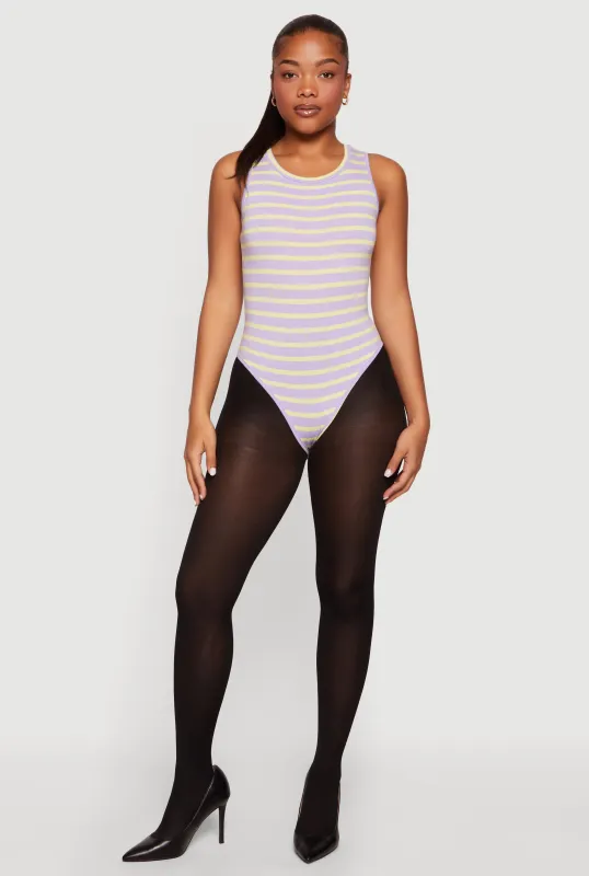 Striped Sleeveless Thong Bodysuit made by Daisy