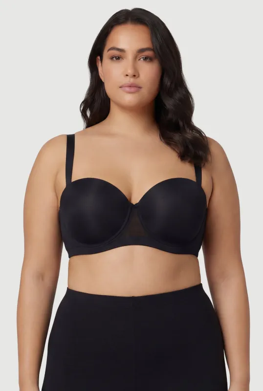 Plus Size Mesh Detail Laser Cut Convertible Balconette Bra made by Rainbow