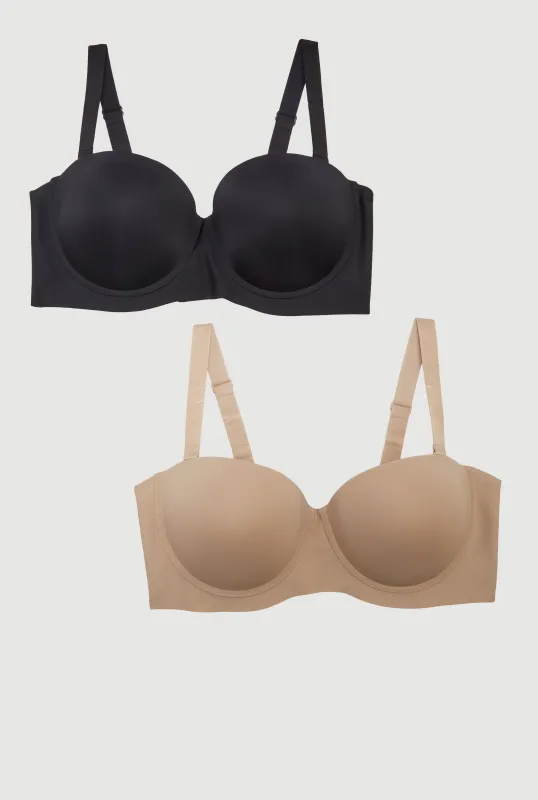 Plus Size Multiway Convertible Push Up Balconette Bras 2 Pack made by Rainbow