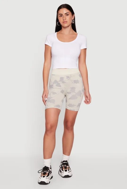 Floral High Waisted Seamless Biker Shorts made by Rainbow