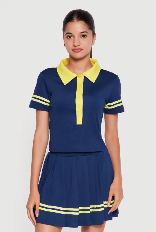 Contrast Trim Polo Top made by Rainbow