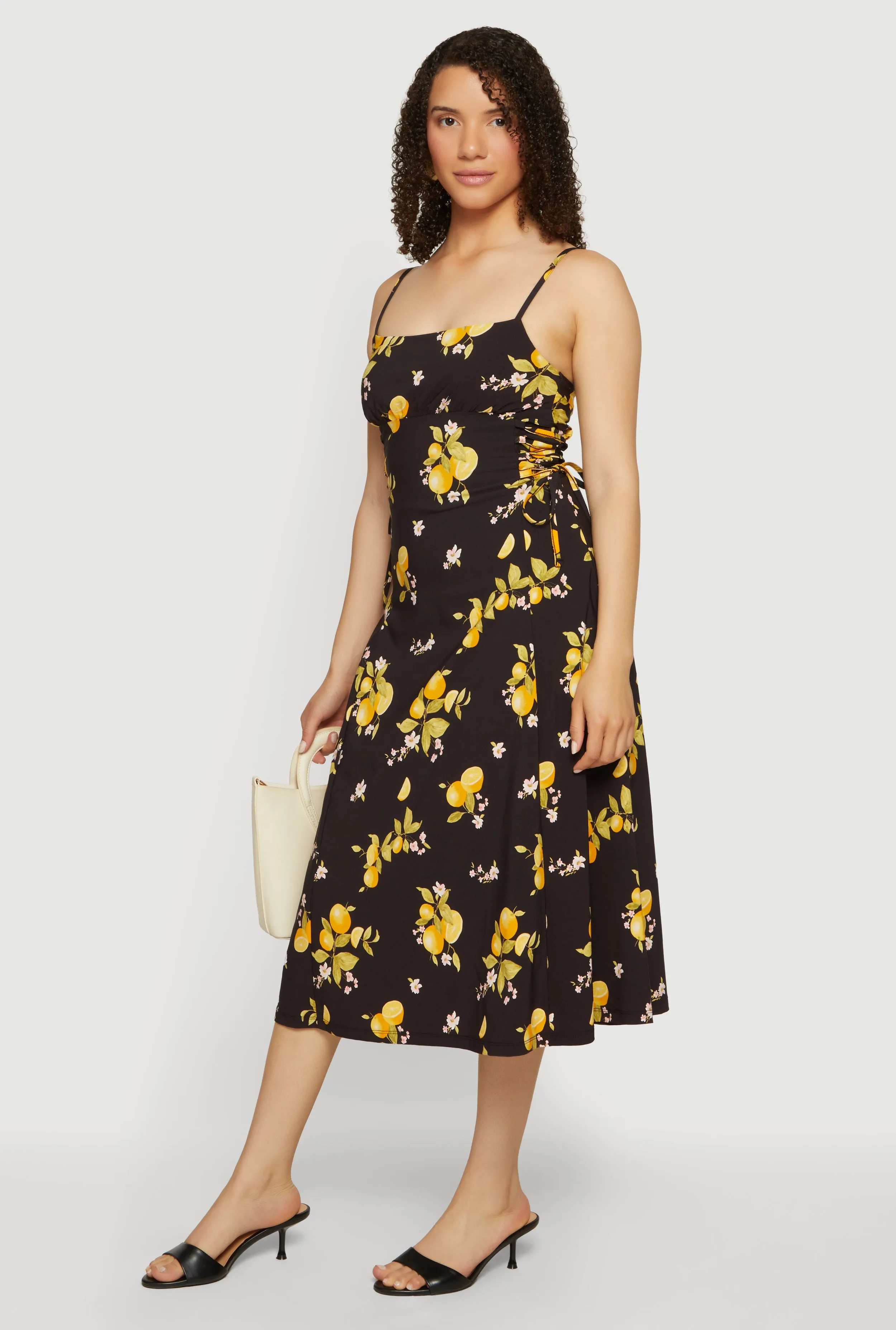 Lemon Print Lace Up Sides Midi Dress sold by Rainbow product image thumbnail 2