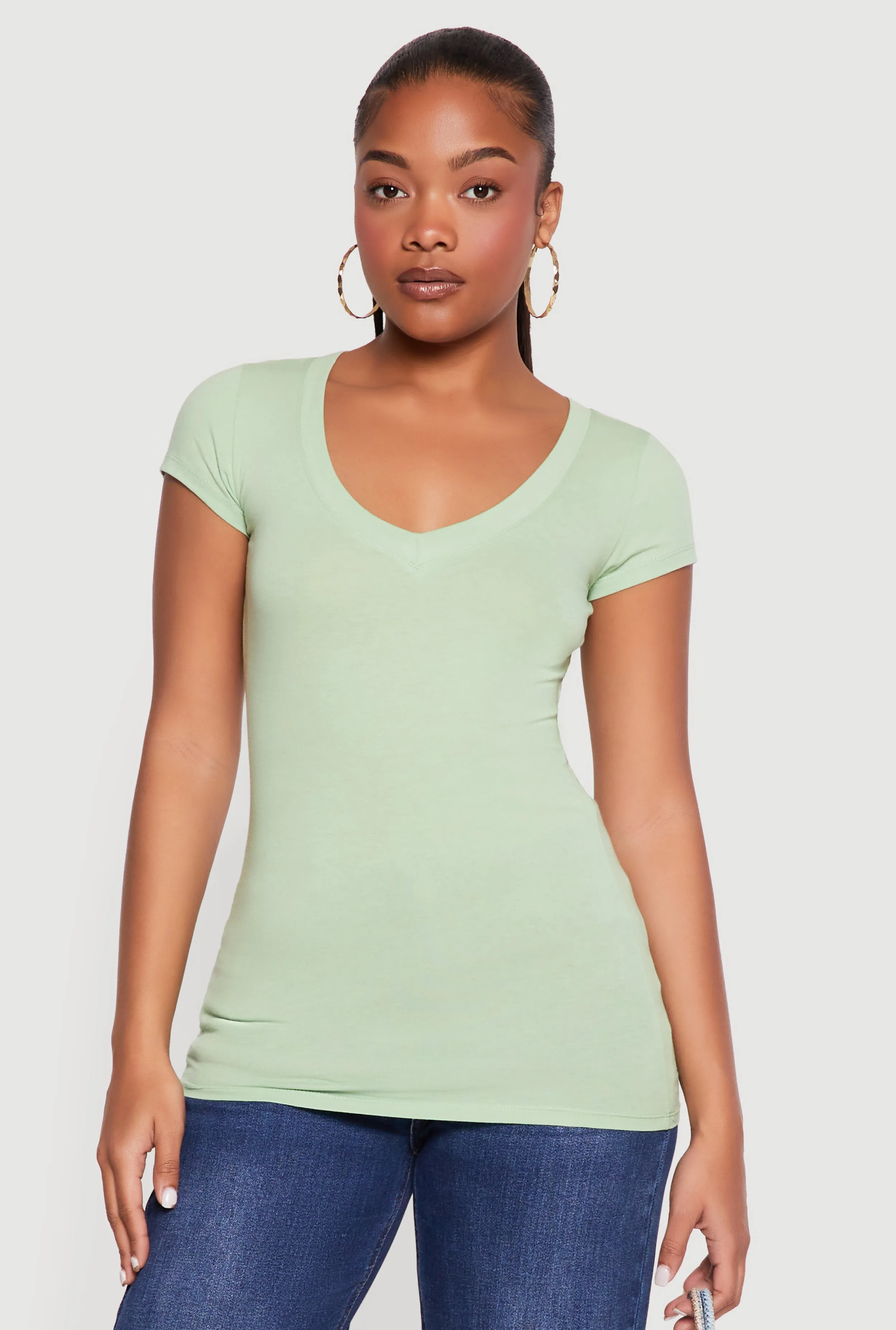 Basic V-Neck Short Sleeve T-Shirt sold by Rainbow product image thumbnail 2