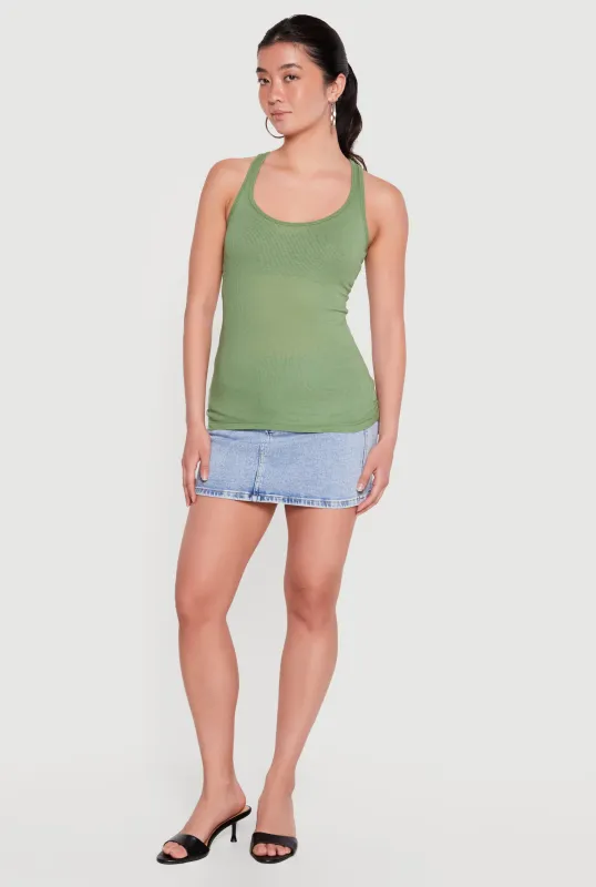 Rib Knit Racerback Tank Top made by Ambiance