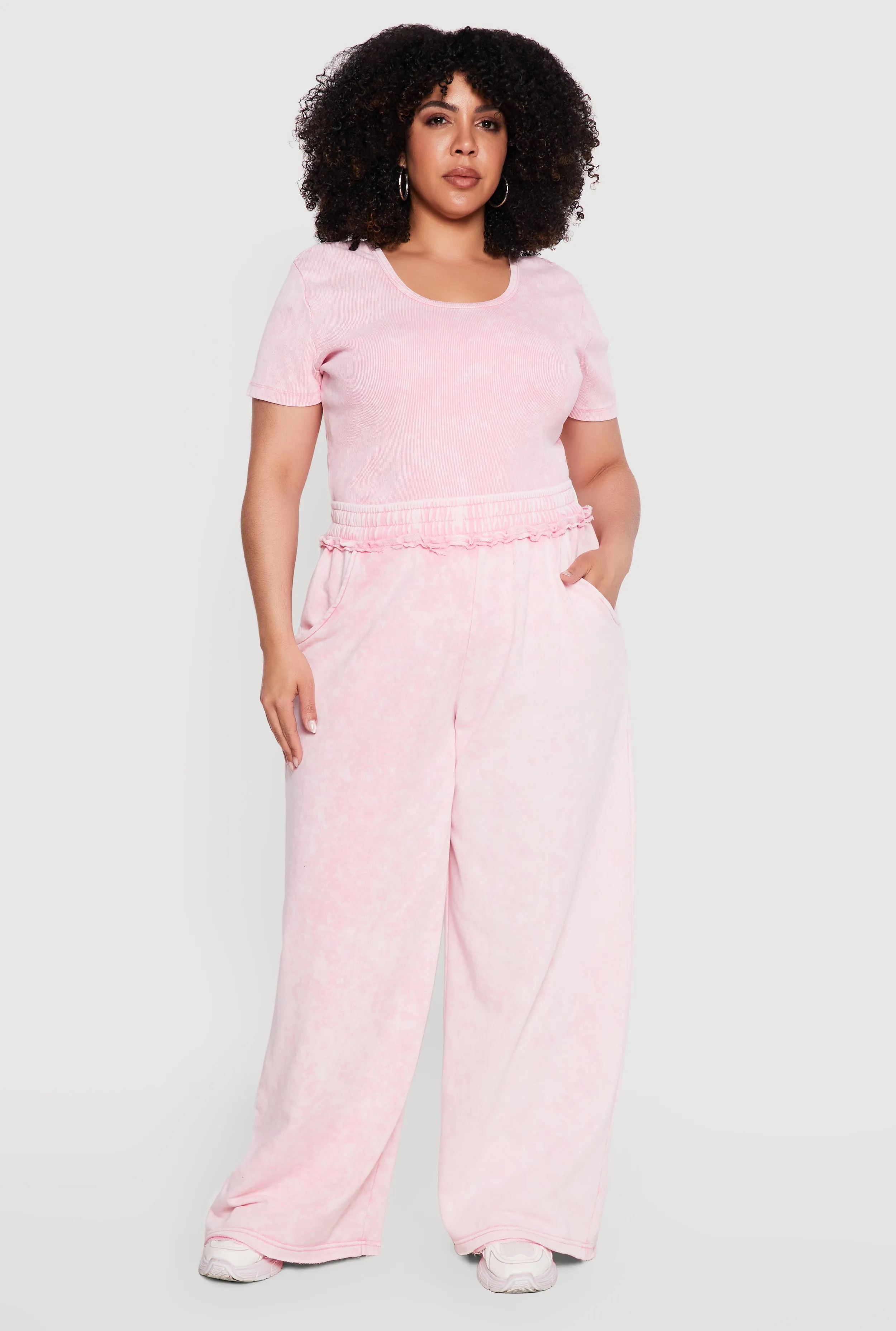Plus Size Acid Wash Wide Leg Sweatpants sold by Rainbow product image thumbnail 2