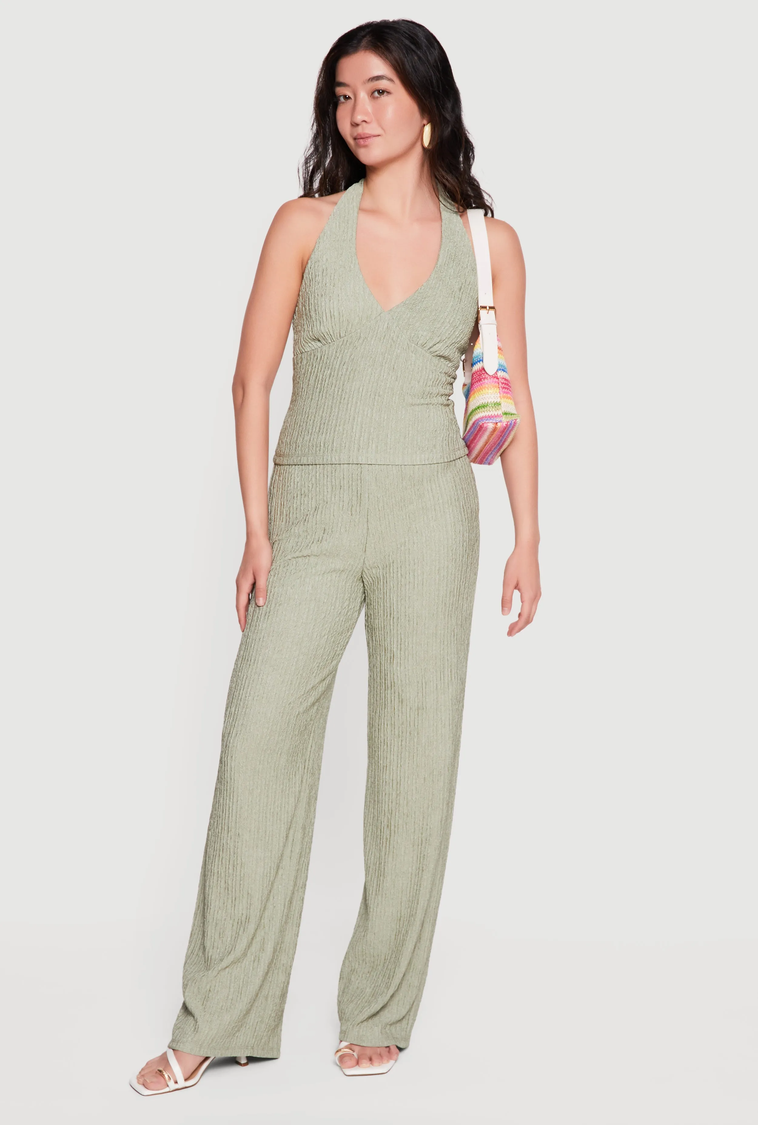 Textured Knit Straight Leg Casual Pants sold by Rainbow