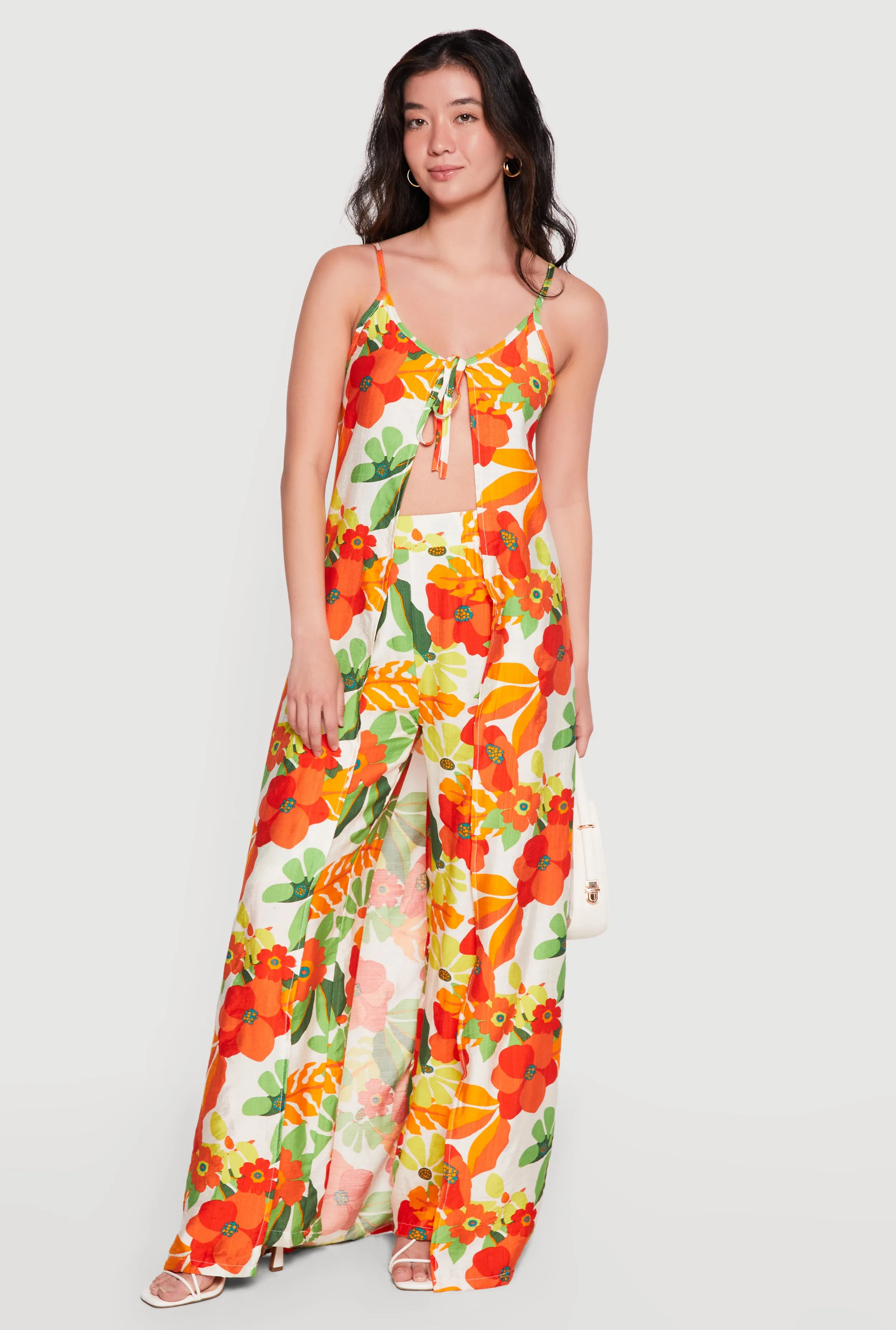 Floral High Waisted Wide Leg Pull On Pants sold by Rainbow