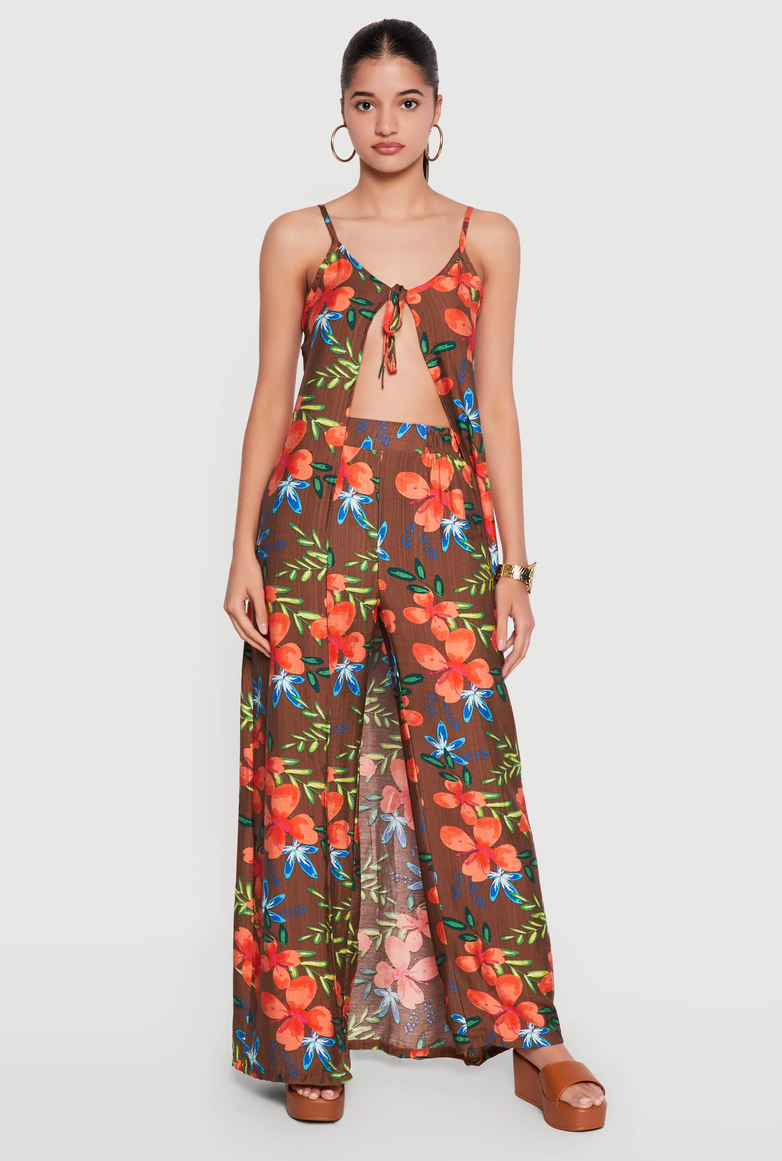Floral High Waisted Wide Leg Pull On Pants sold by Rainbow product image thumbnail 3
