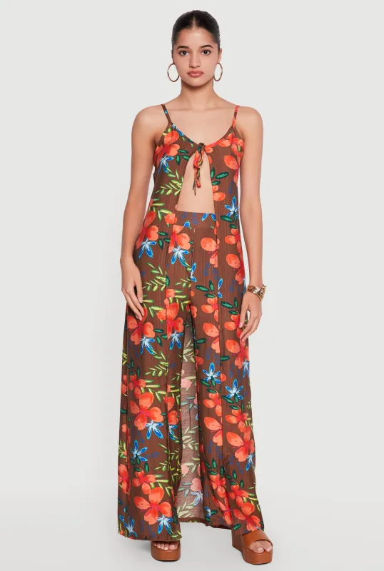Floral Tie Front Maxi Top made by Rainbow
