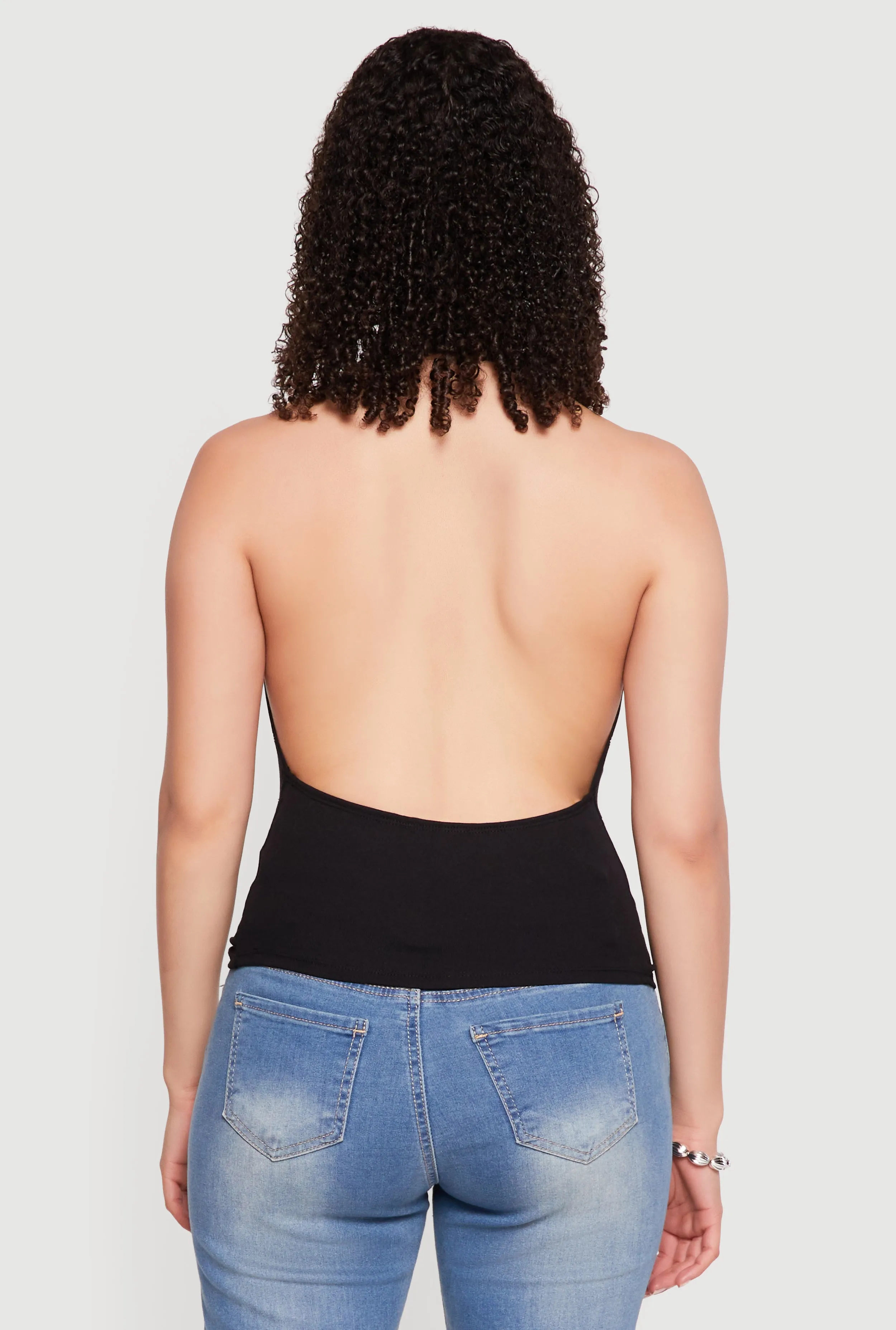 Backless Cowl Neck Studded Detail Halter Top sold by Rainbow product image thumbnail 5