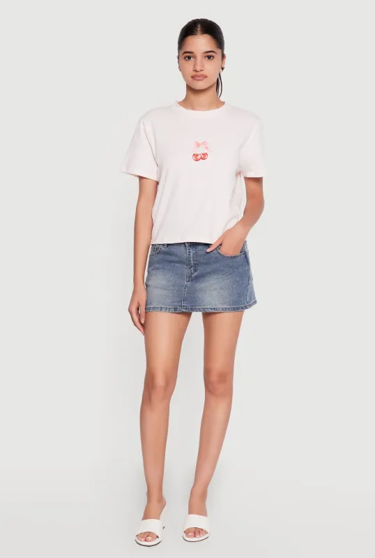 Cherry Bow Graphic Short Sleeve Tee made by Rainbow
