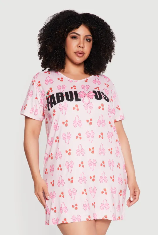 Plus Size Fabulous Bow Graphic Sleepshirt made by Rainbow