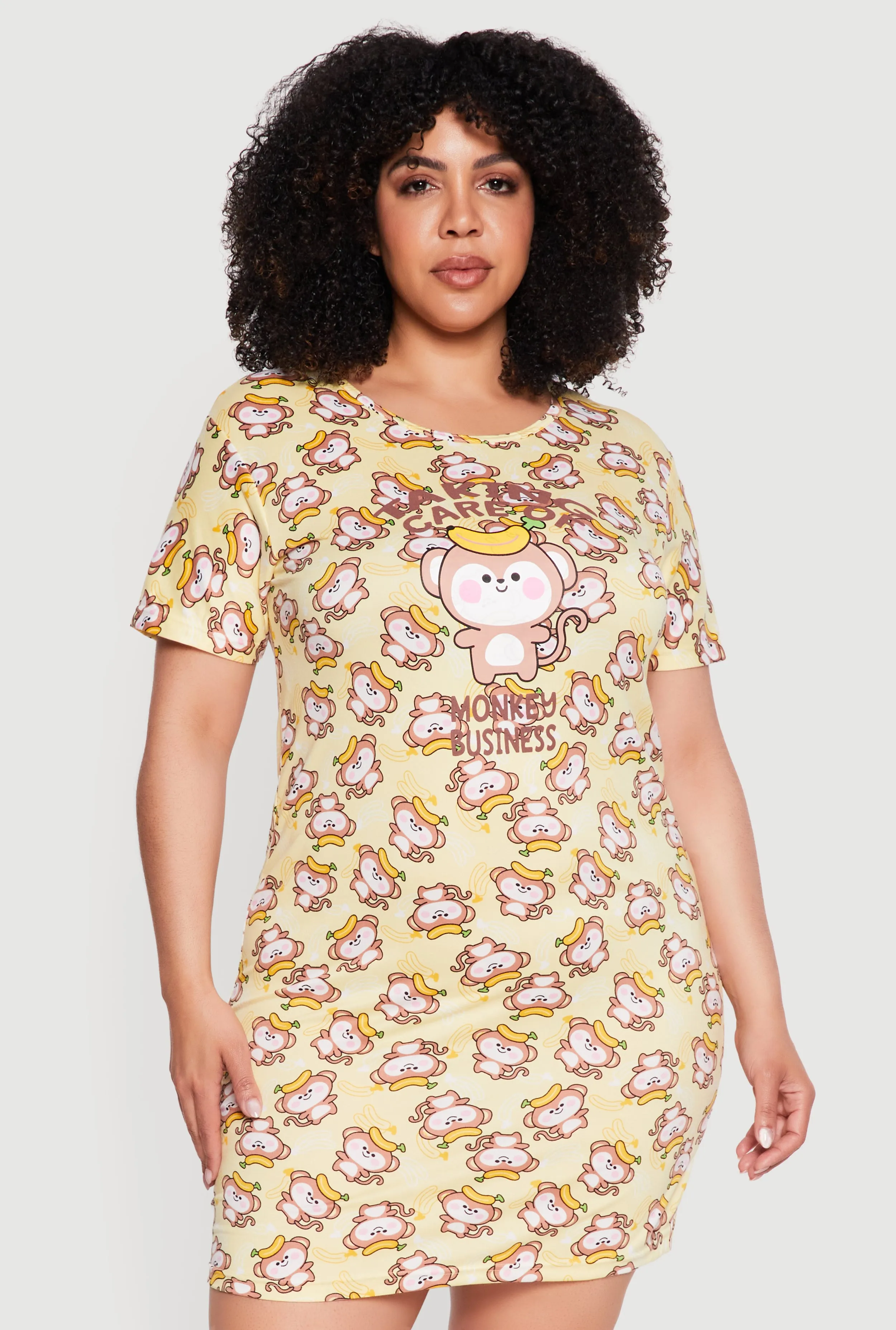 Plus Size Monkey Business Graphic Sleepshirt sold by Rainbow