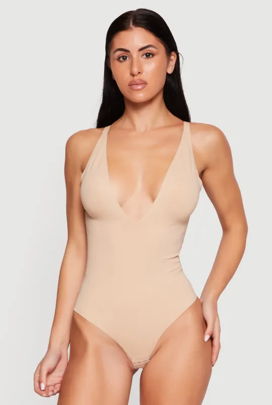 Plunge Neck Body Contour Bodysuit made by Rainbow